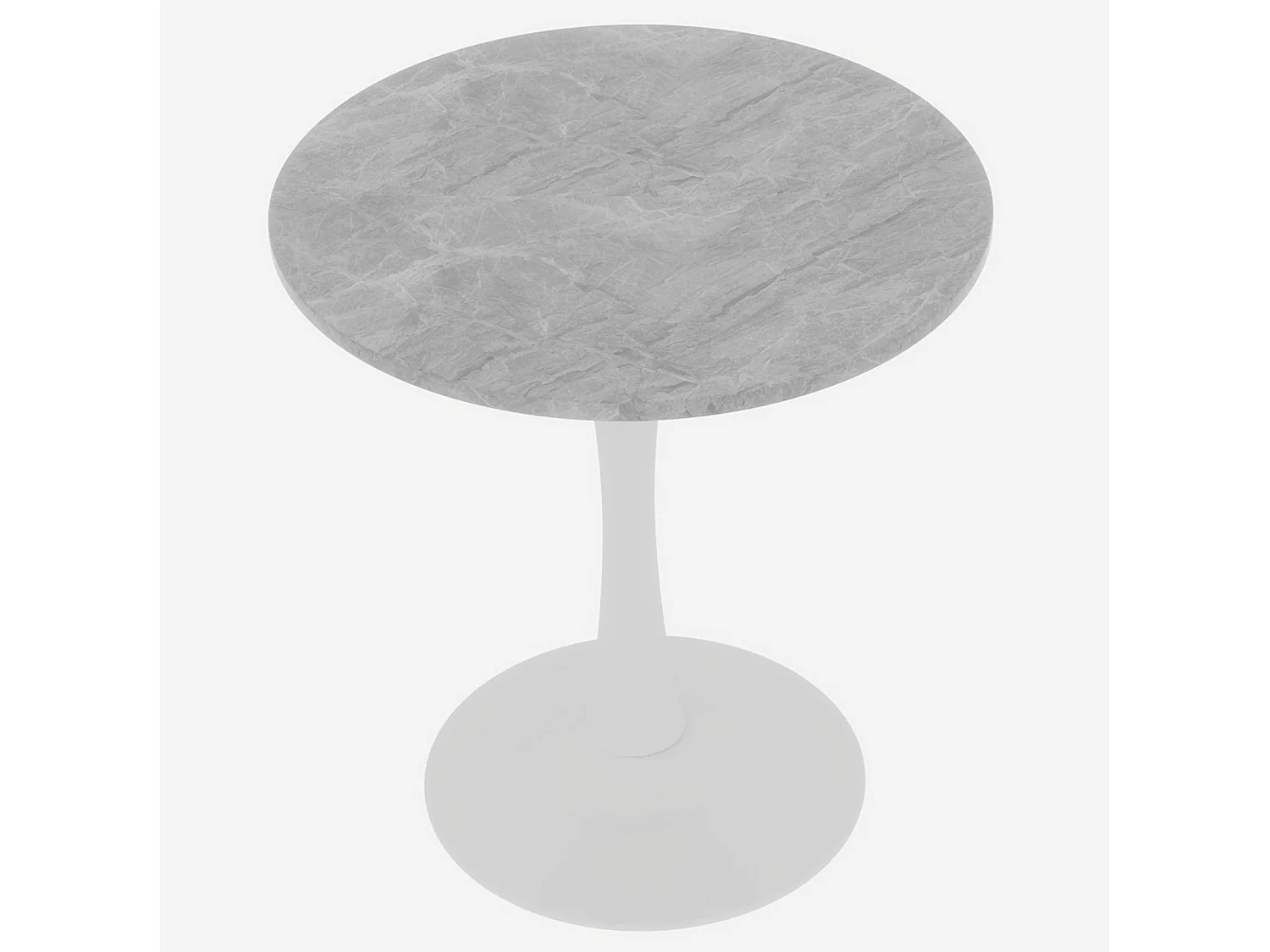 Table basse ronde 70/70 cm avec plateau effet marbre Marbre artificiel gris et blanc