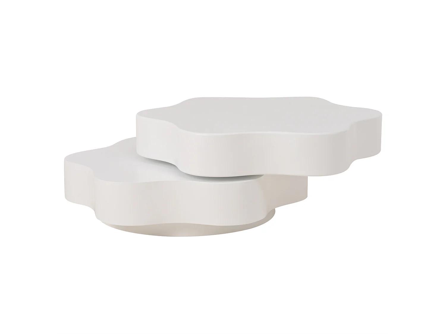 Table basse 74.8/67.5/31 cm avec plateau pivotant 360° MDF blanc crème