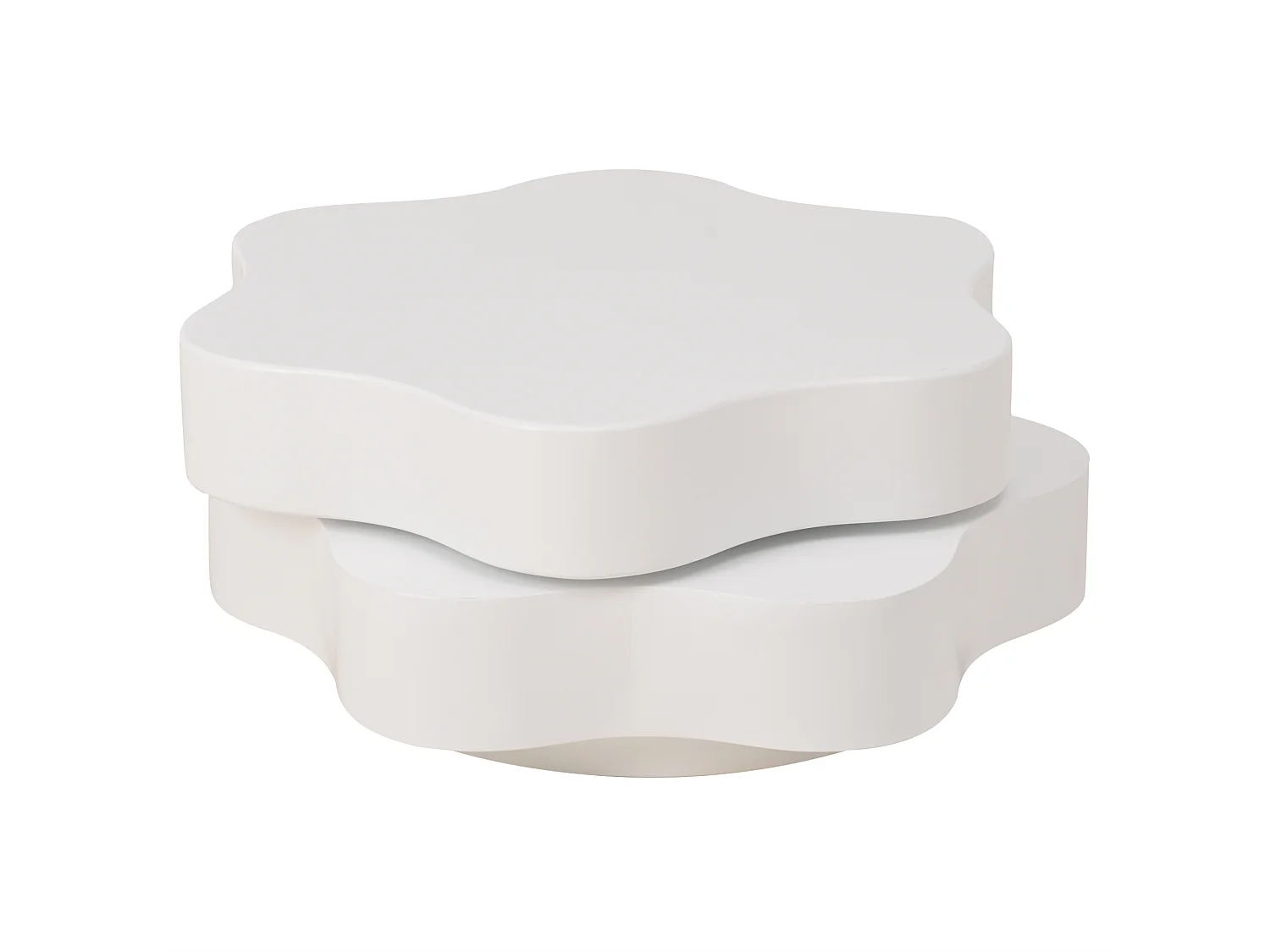Table basse 74.8/67.5/31 cm avec plateau pivotant 360° MDF blanc crème