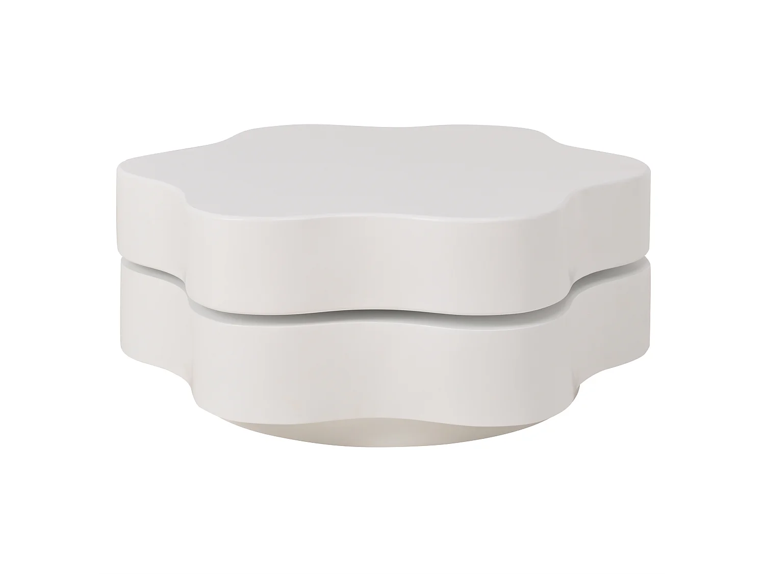 Table basse 74.8/67.5/31 cm avec plateau pivotant 360° MDF blanc crème