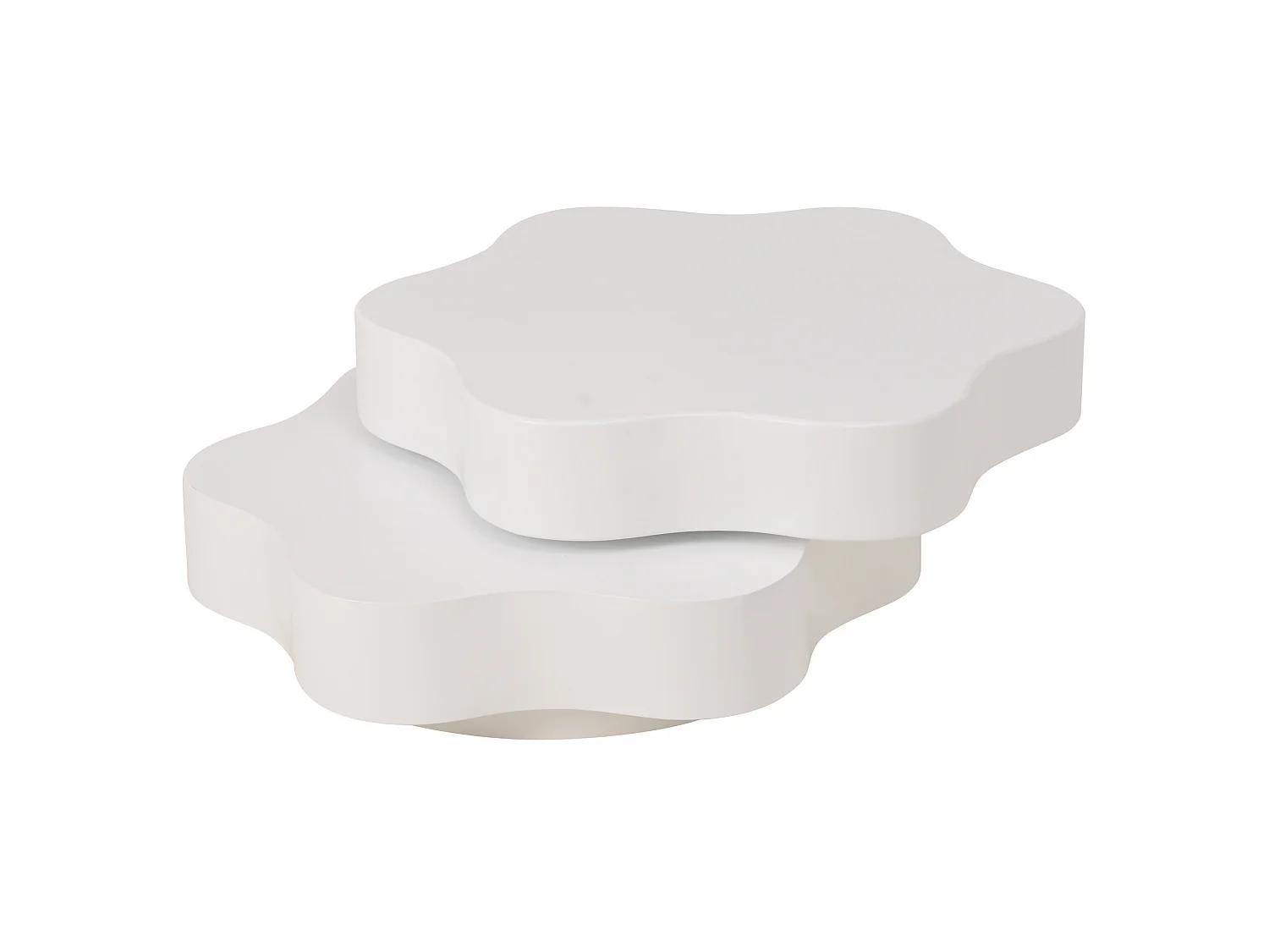 Table basse 74.8/67.5/31 cm avec plateau pivotant 360° MDF blanc crème