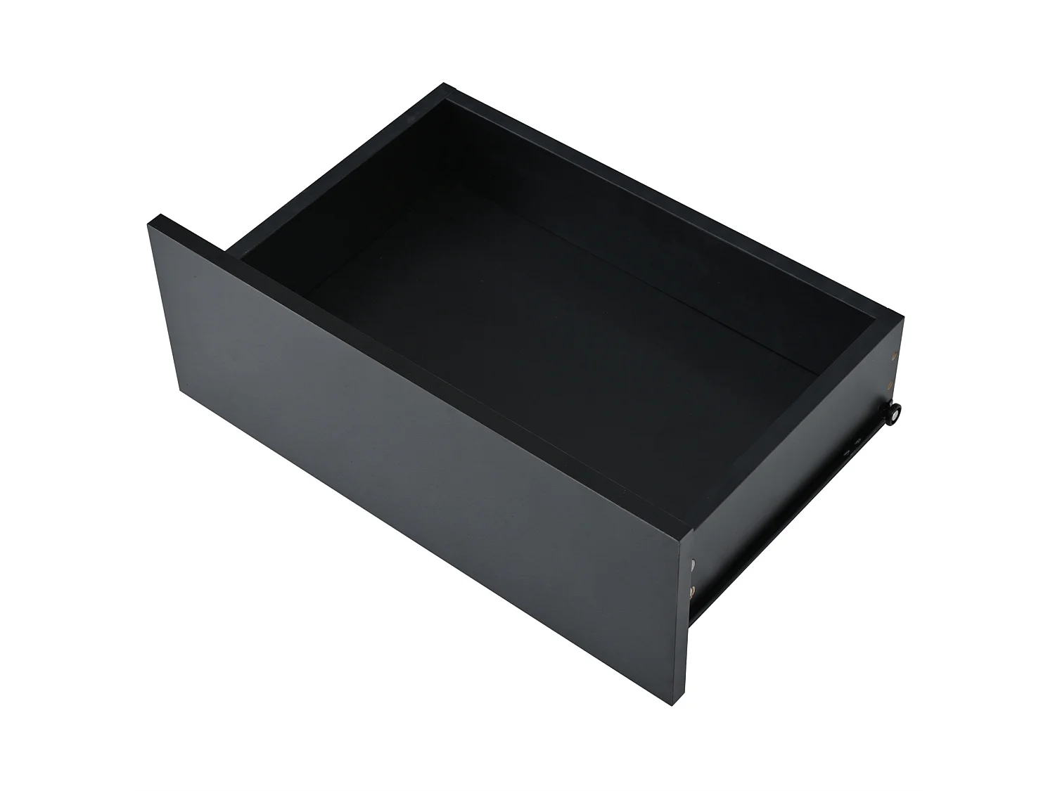Table basse 100/50/35 cm avec 2 tiroirs avec éclairage LED et plateau en verre trempé, mélaminé noir brillant