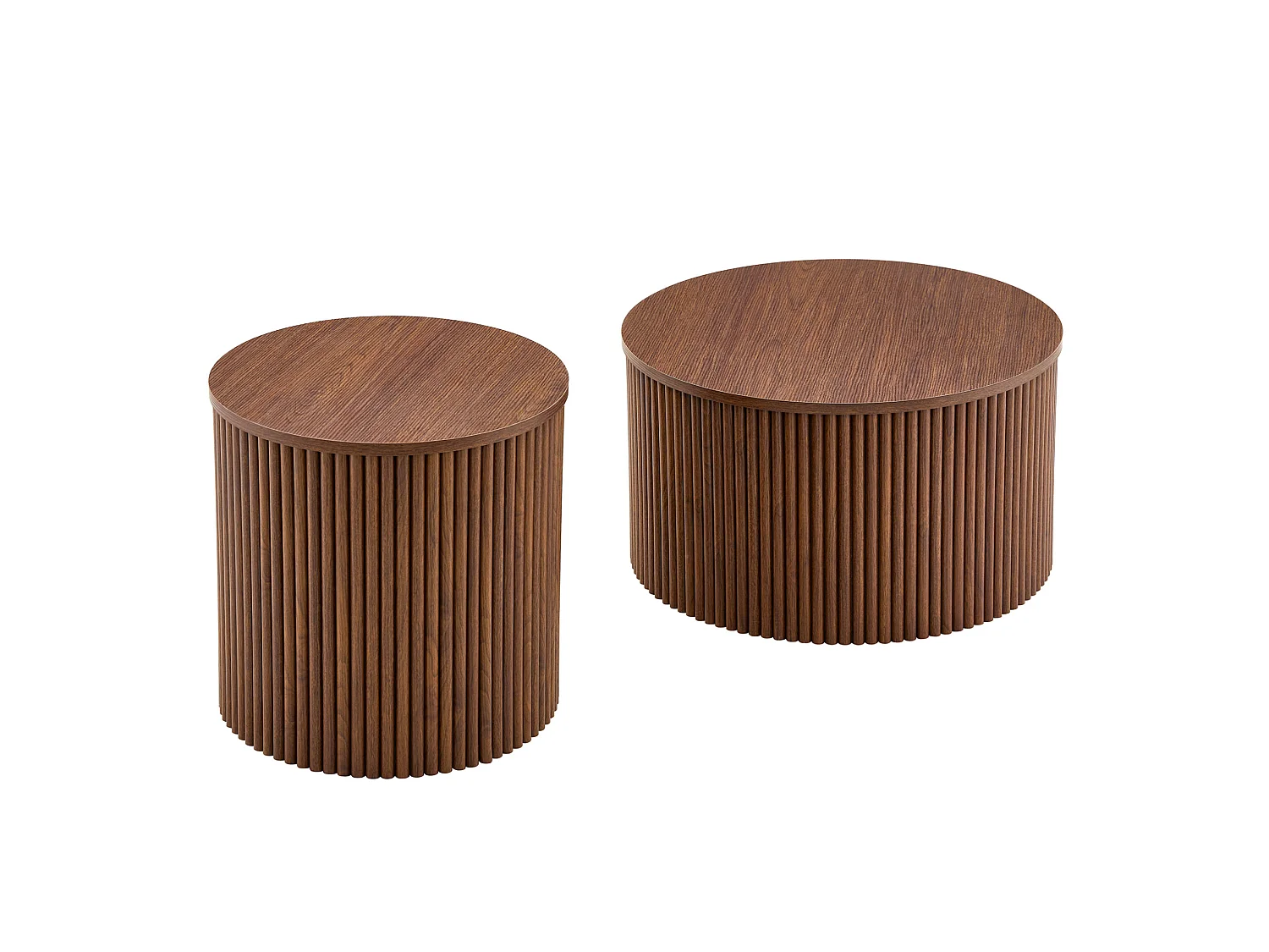 Table basse gigogne avec rangement MDF noyer Ensemble 2 pièces
