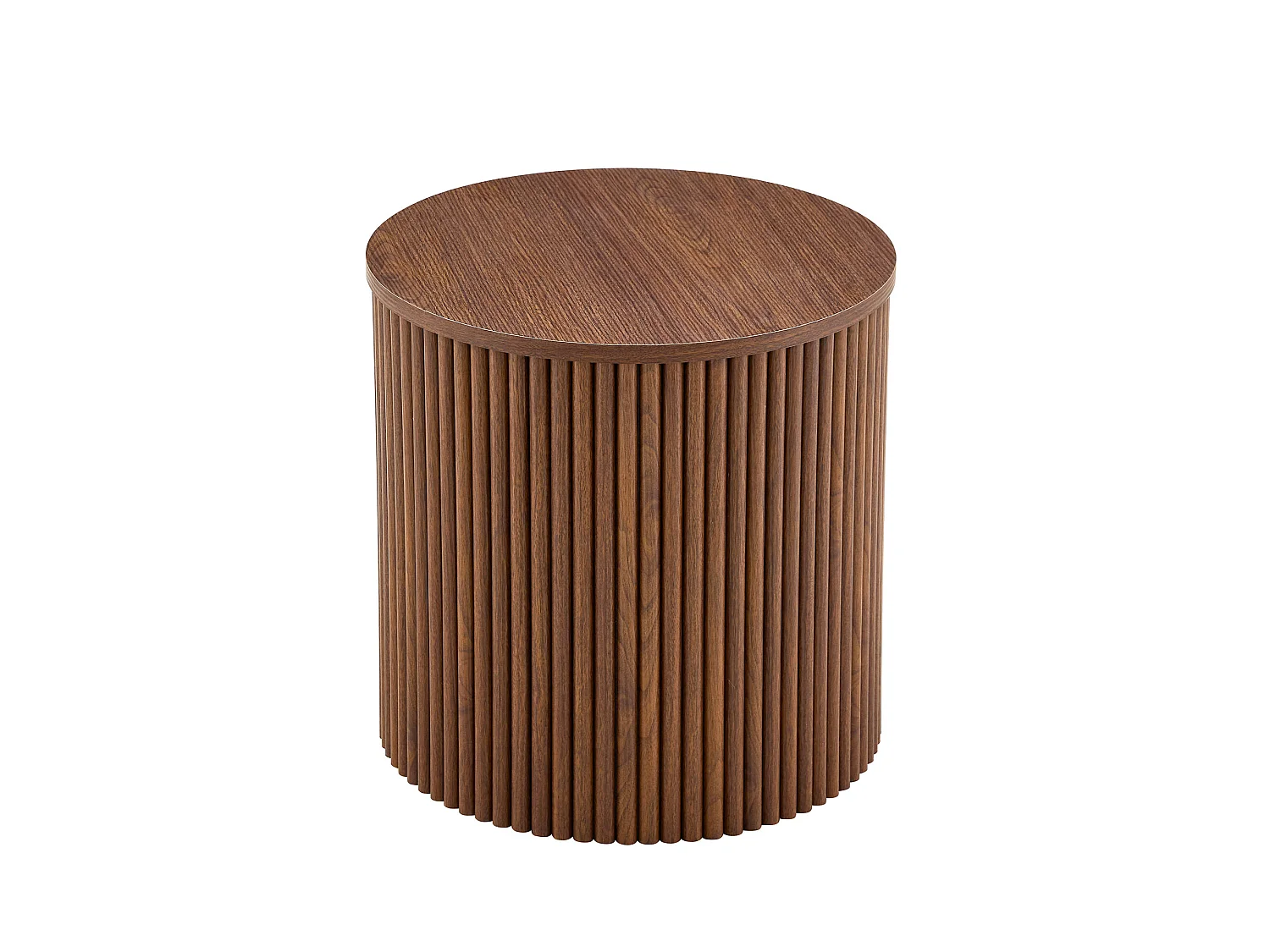 Table basse gigogne avec rangement MDF noyer Ensemble 2 pièces