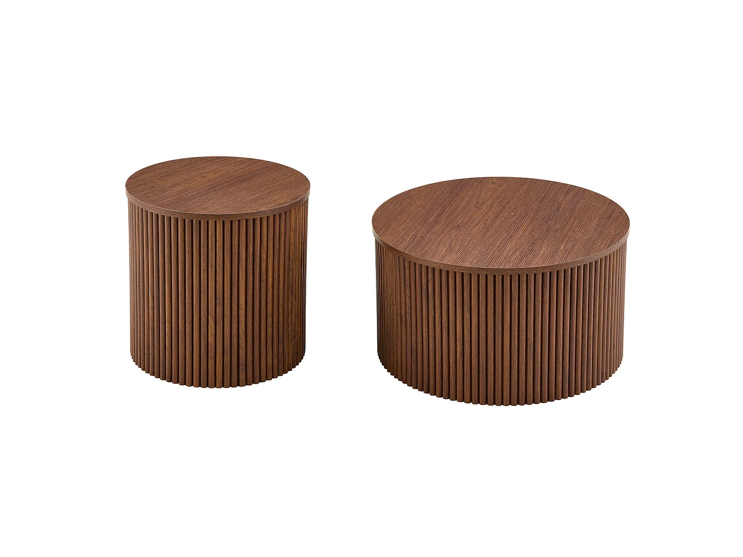 Table basse gigogne avec rangement MDF noyer Ensemble 2 pièces