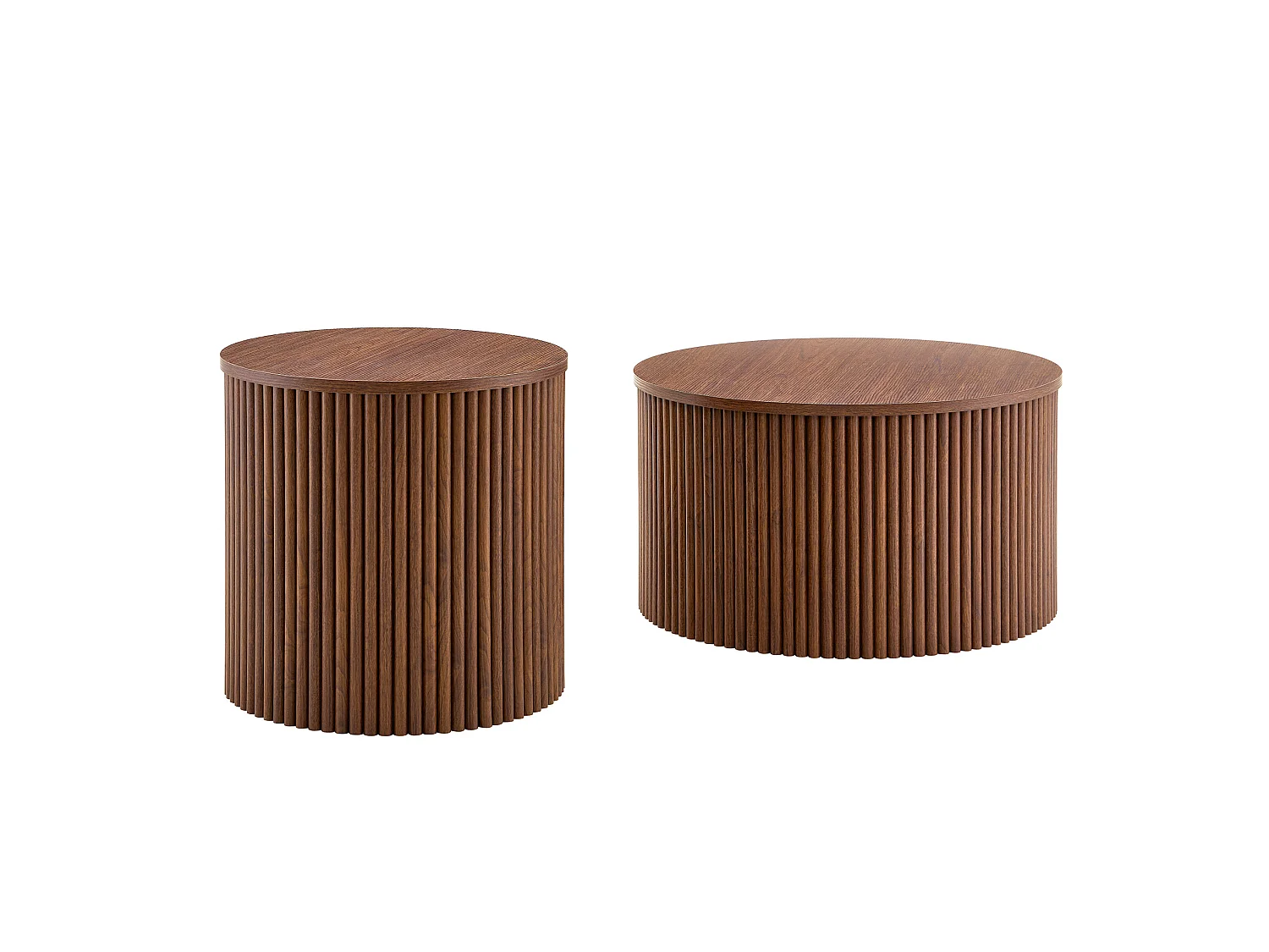 Table basse gigogne avec rangement MDF noyer Ensemble 2 pièces