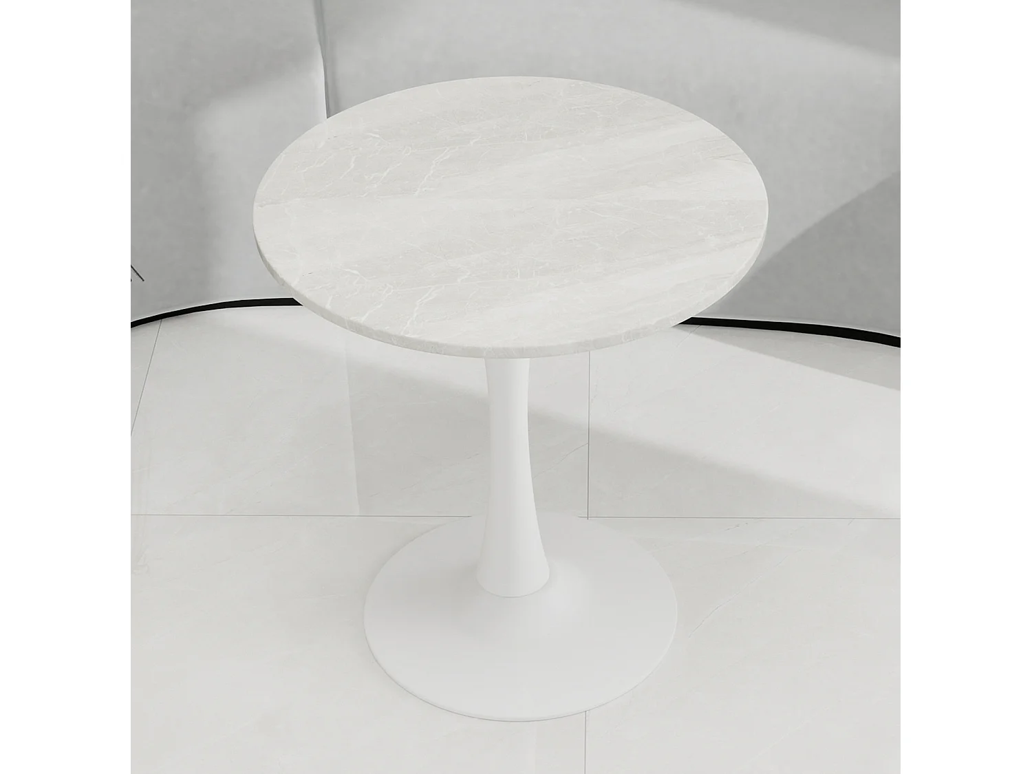 Table basse 70 cm avec plateau effet marbre blanc Marbre artificiel blanc
