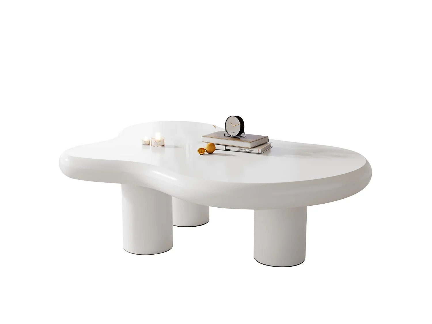 Table basse 97/67/32 cm avec patins feutre MDF blanc