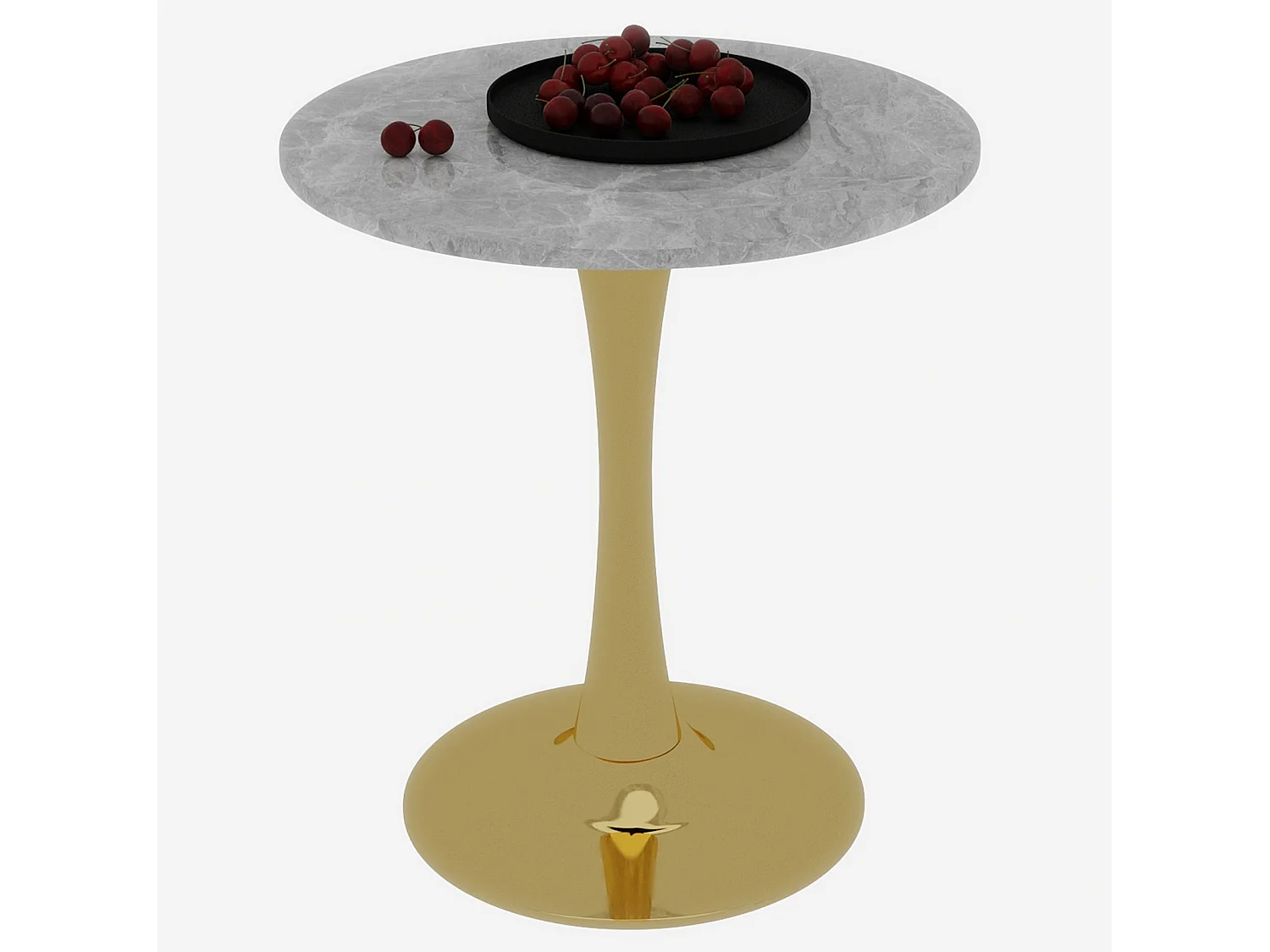 Table basse ronde avec plateau effet marbre artificiel doré