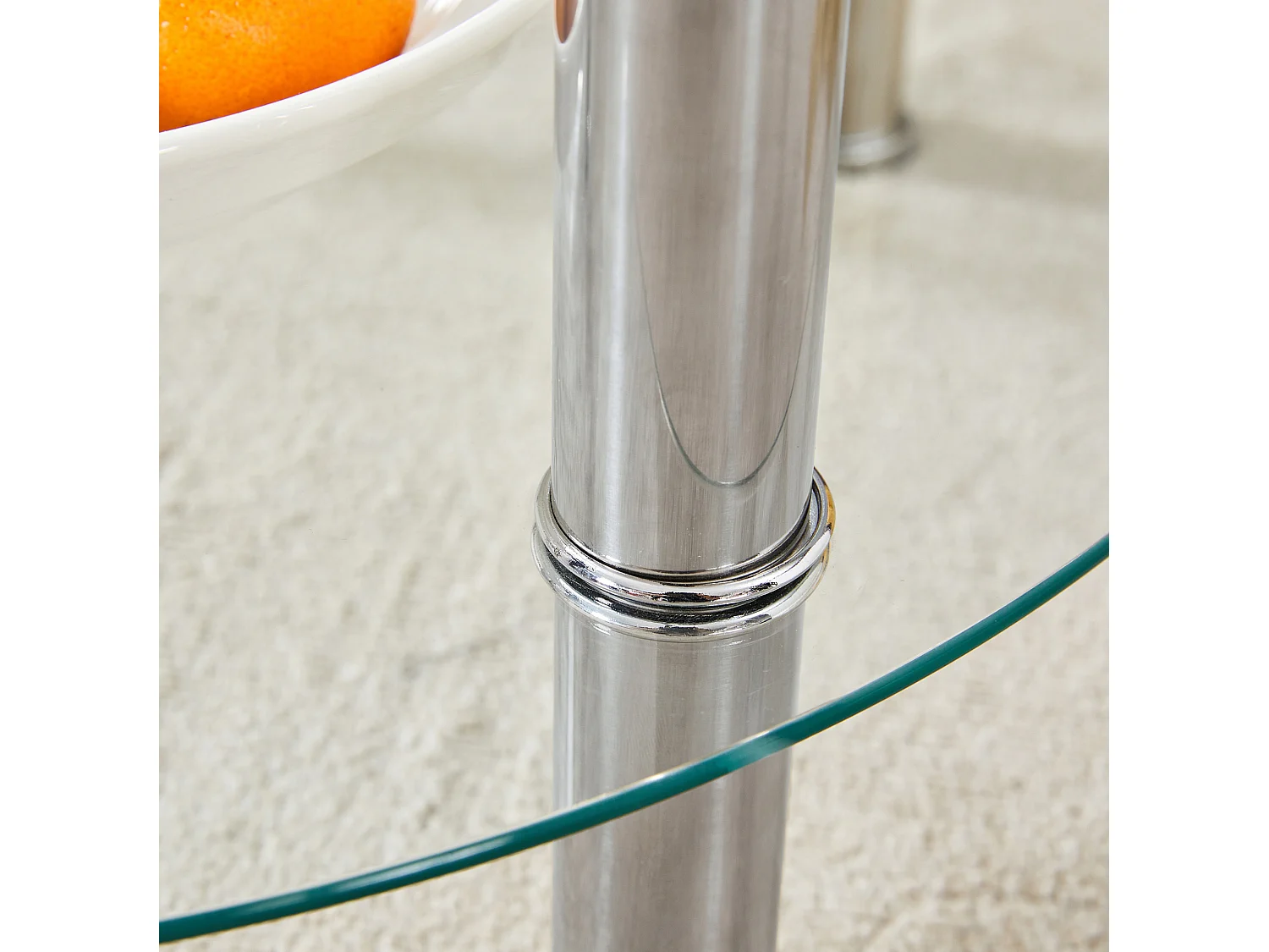 Table basse 70/42/60 cm avec deux niveaux Verre trempé transparent et métal argenté
