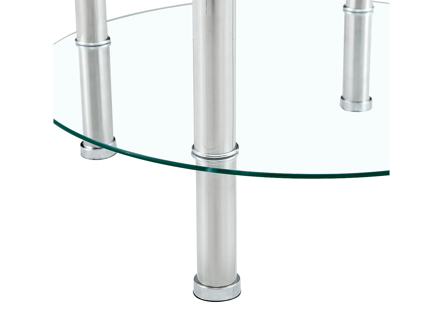 Table basse 70/42/60 cm avec deux niveaux Verre trempé transparent et métal argenté