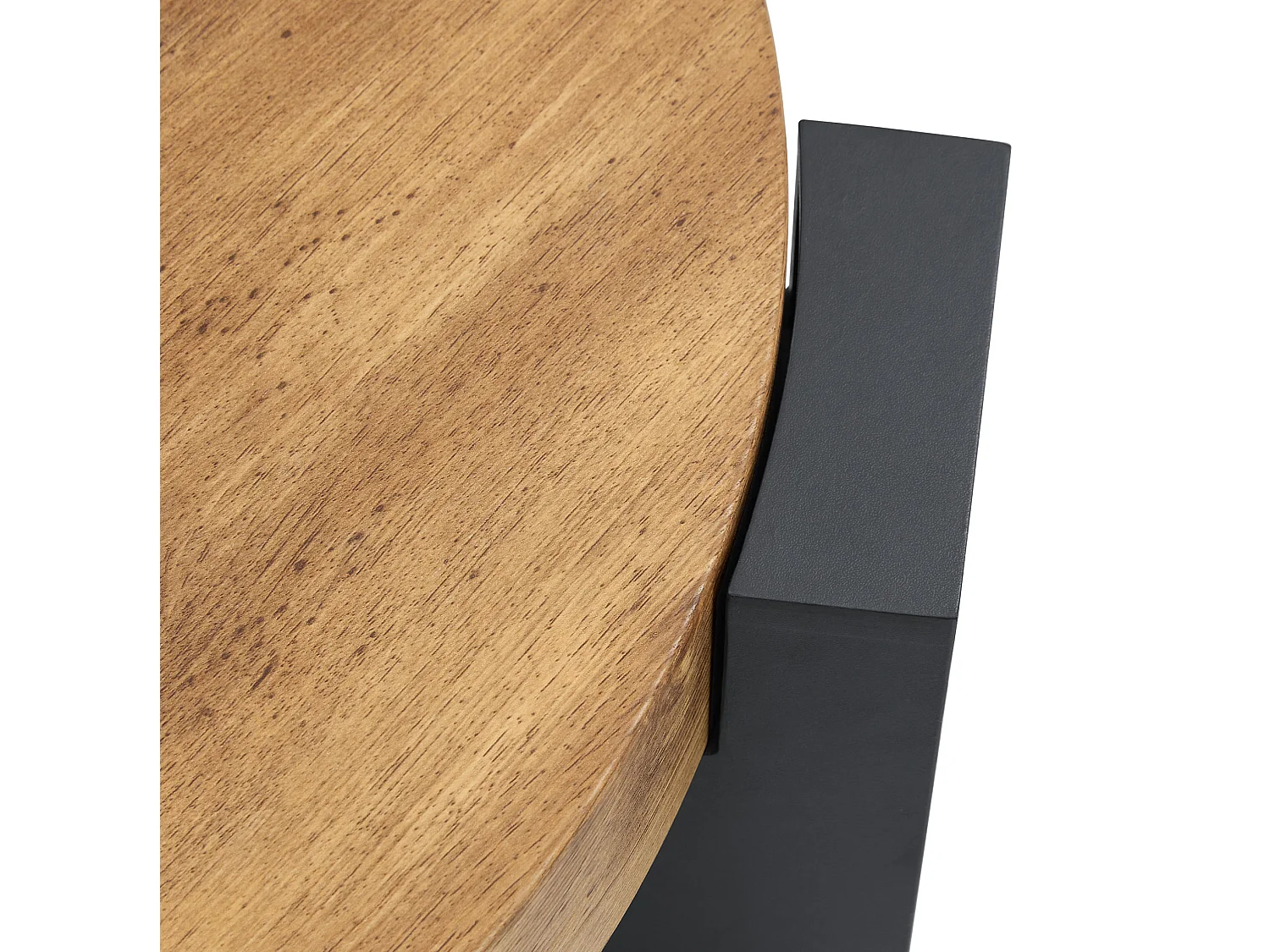 Table basse ronde 61/30 cm avec deux niveaux et table d'appoint 44/44 cm Noir Bois Ensemble 2 pièces