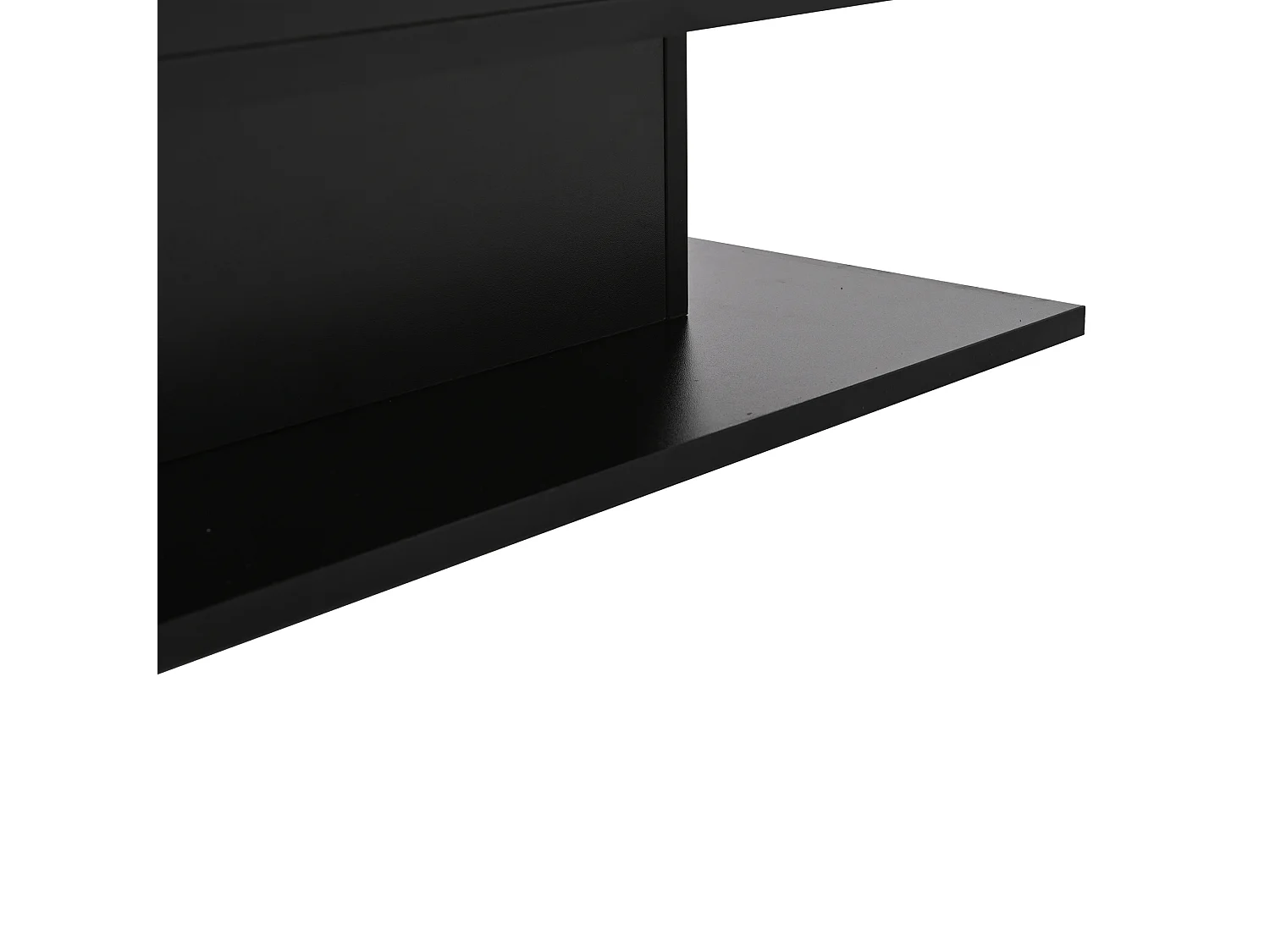 Tavolino da salotto elevabile in truciolato nero 80 x 75 x 40 cm con vani portaoggetti e LED