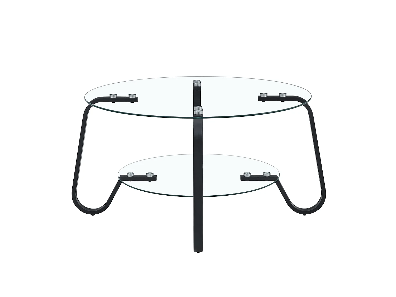 Table basse ronde avec deux niveaux Verre trempé noir