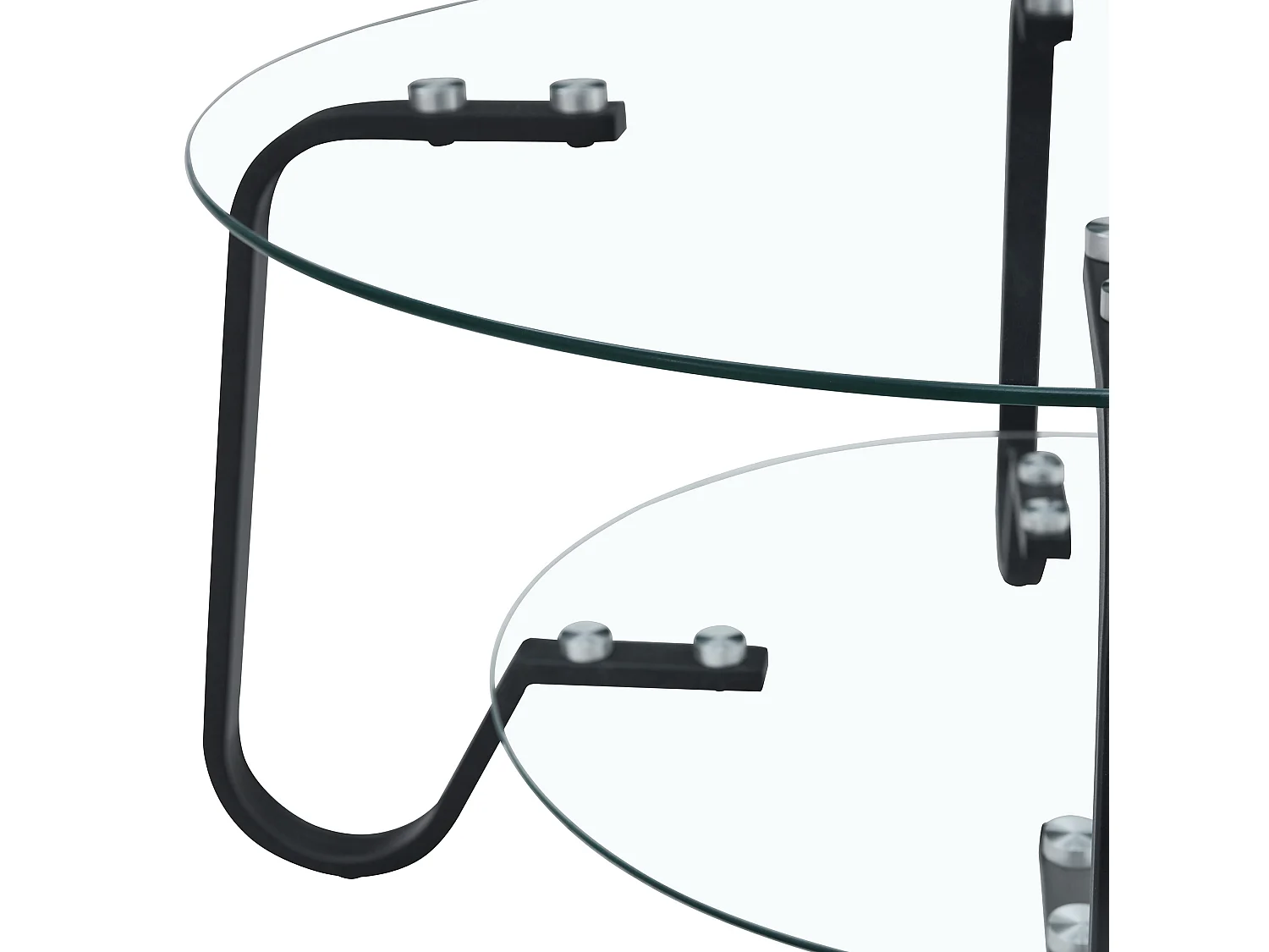 Table basse ronde avec deux niveaux Verre trempé noir