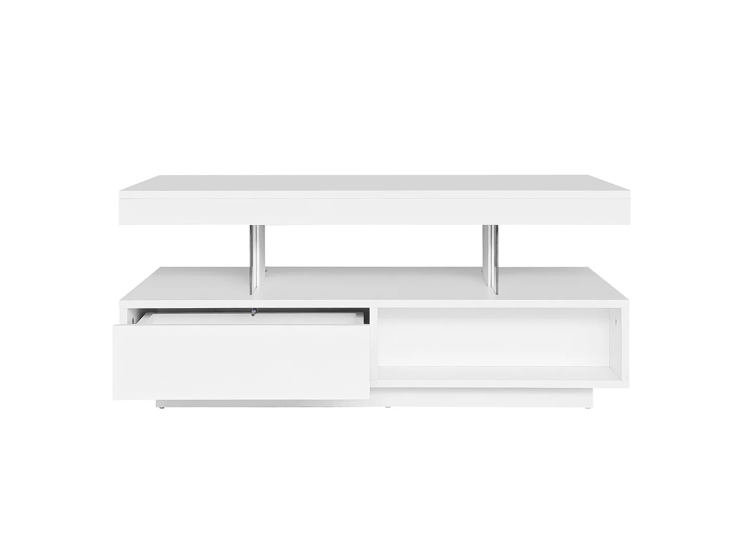 Mesa de centro em aglomerado branco brilhante com LED, 95 x 50 x 42,5 cm