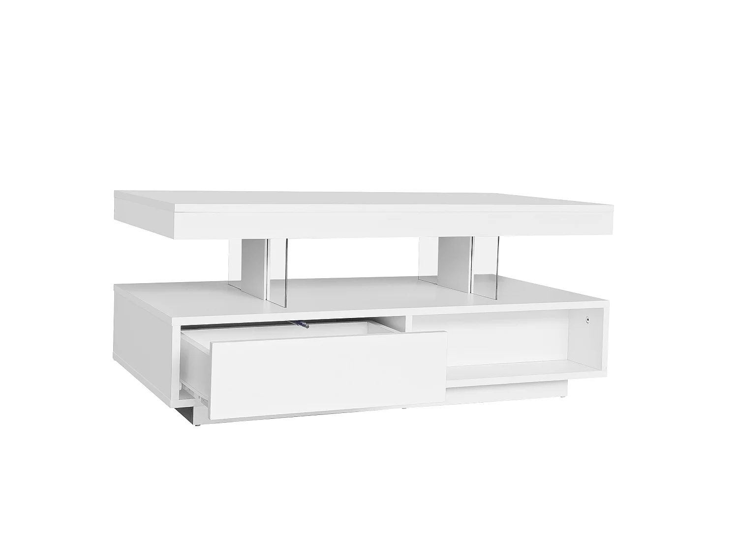 Mesa de centro em aglomerado branco brilhante com LED, 95 x 50 x 42,5 cm