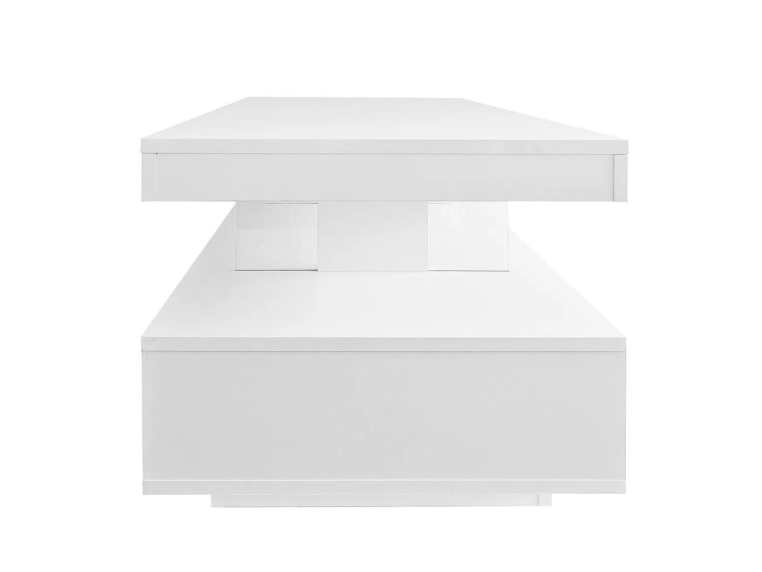 Mesa de centro em aglomerado branco brilhante com LED, 95 x 50 x 42,5 cm