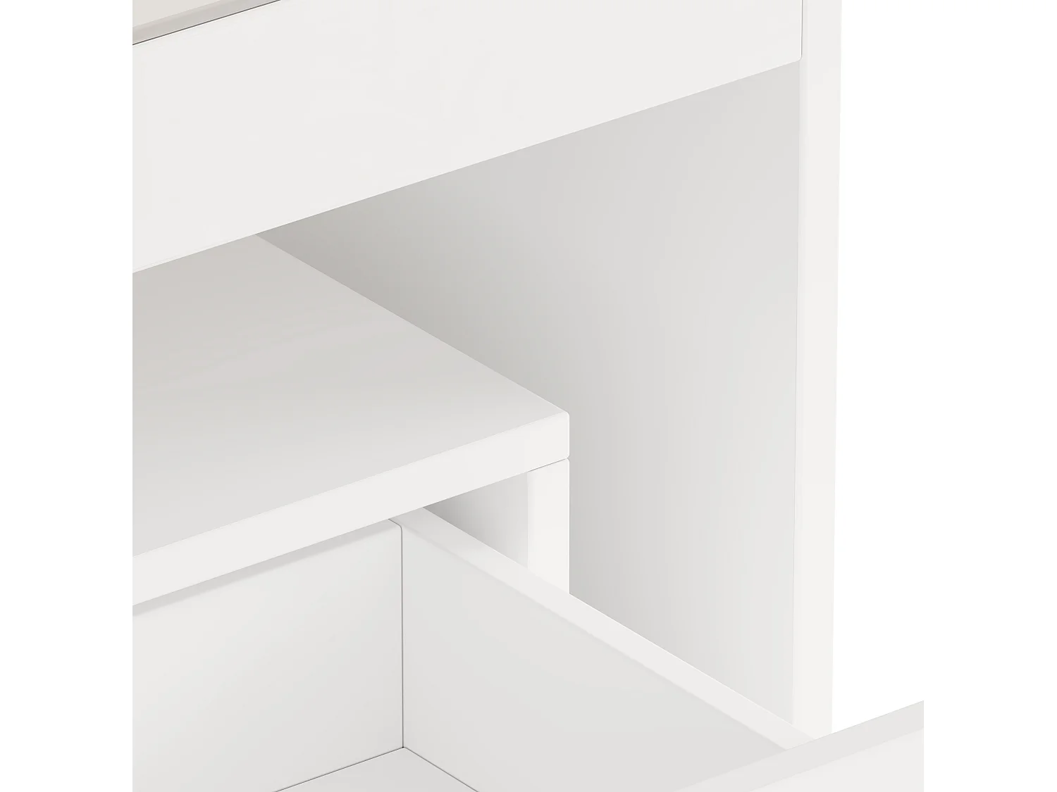 Mesa de centro em aglomerado branco e vidro temperado, 100 x 50 x 40 cm, com LED e 2 gavetas