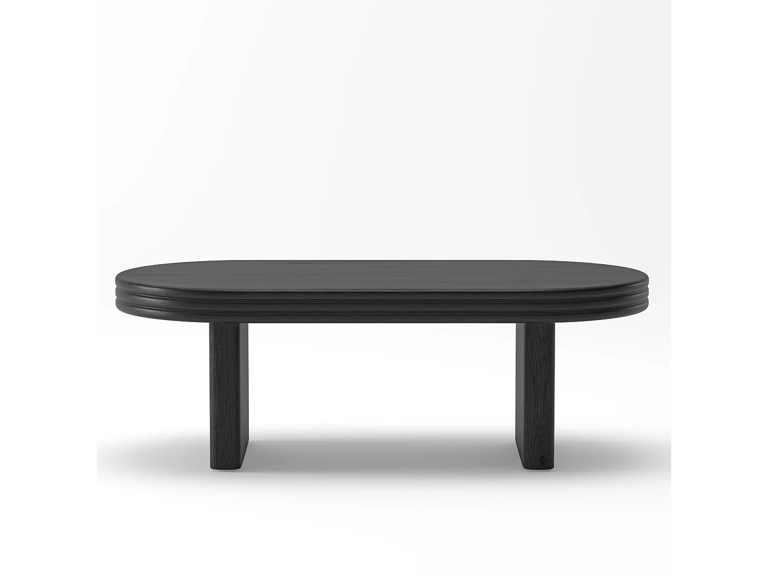 Table basse ovale 120/60/41.5 cm avec plateau robuste MDF et bois massif noir