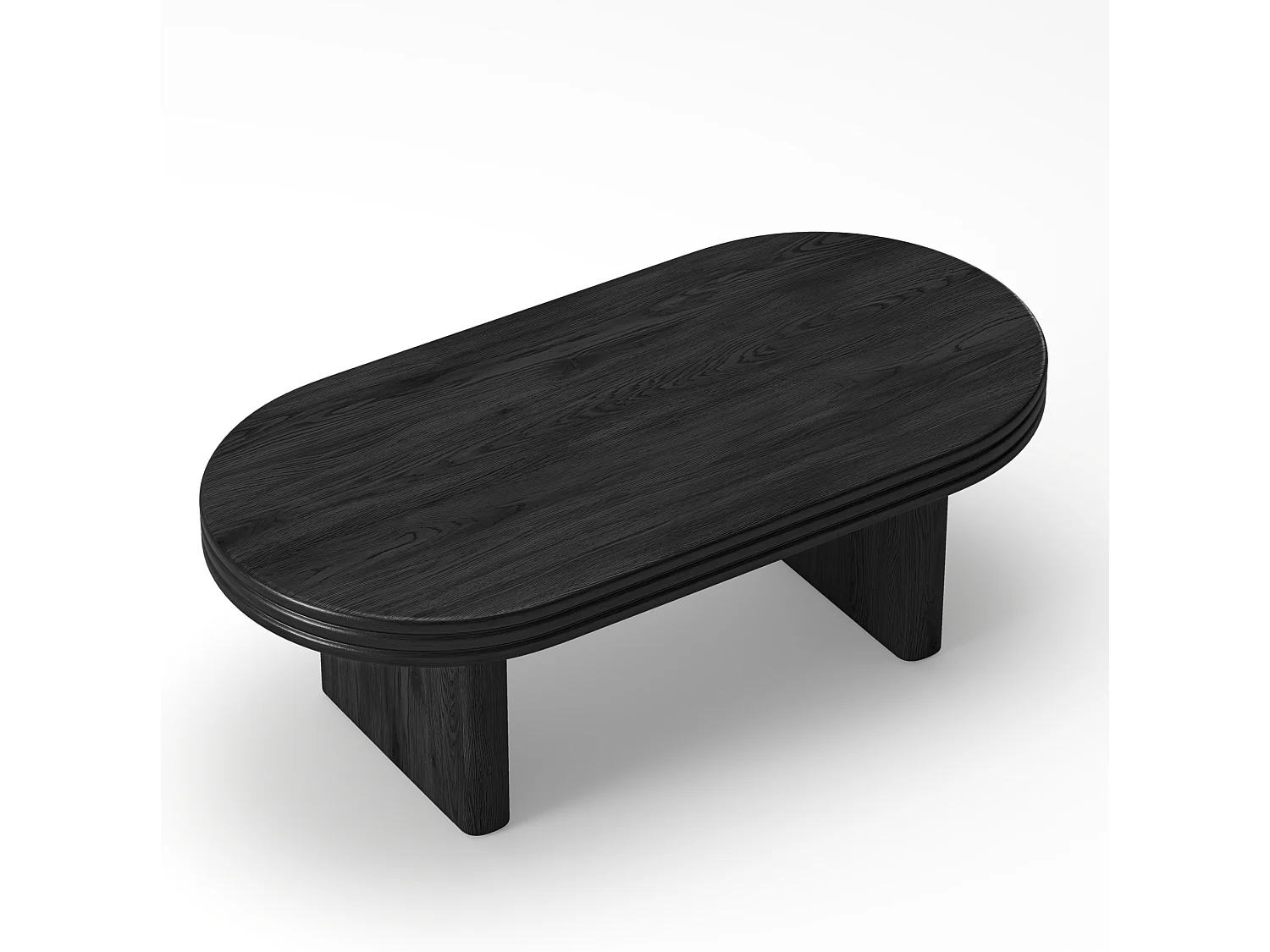 Table basse ovale 120/60/41.5 cm avec plateau robuste MDF et bois massif noir