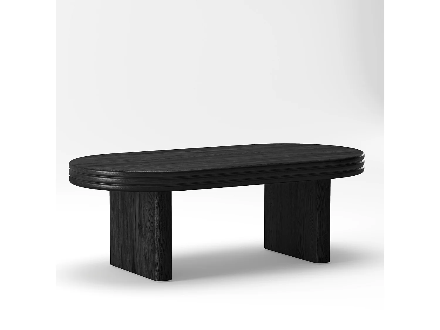 Table basse ovale 120/60/41.5 cm avec plateau robuste MDF et bois massif noir