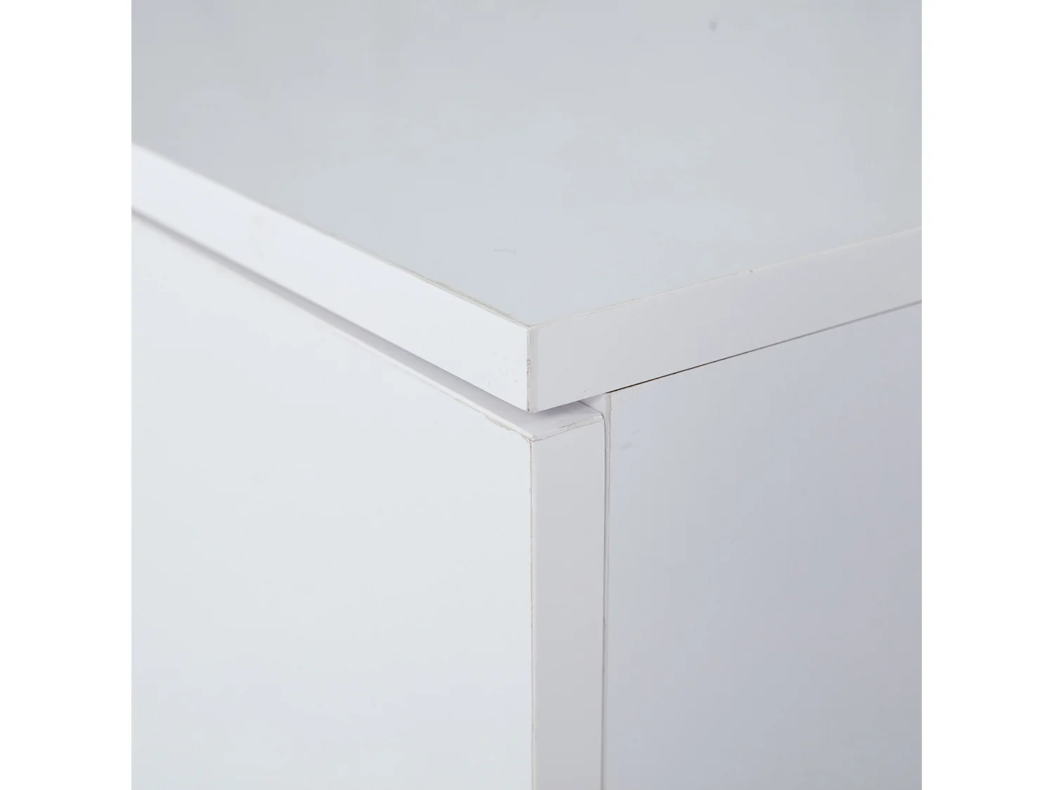 Tavolino da salotto in MDF e acrilico bianco con LED e 2 cassetti, 100 x 50 x 35 cm