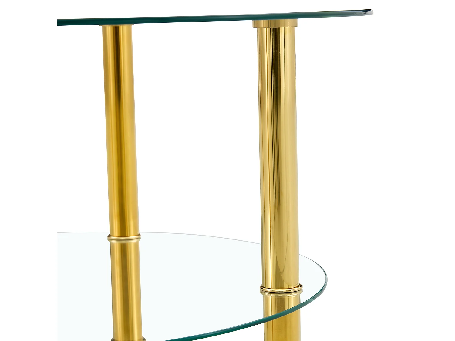 Table basse 70/42/70 cm avec double plateau en verre trempé et pieds métalliques dorés Transparent doré