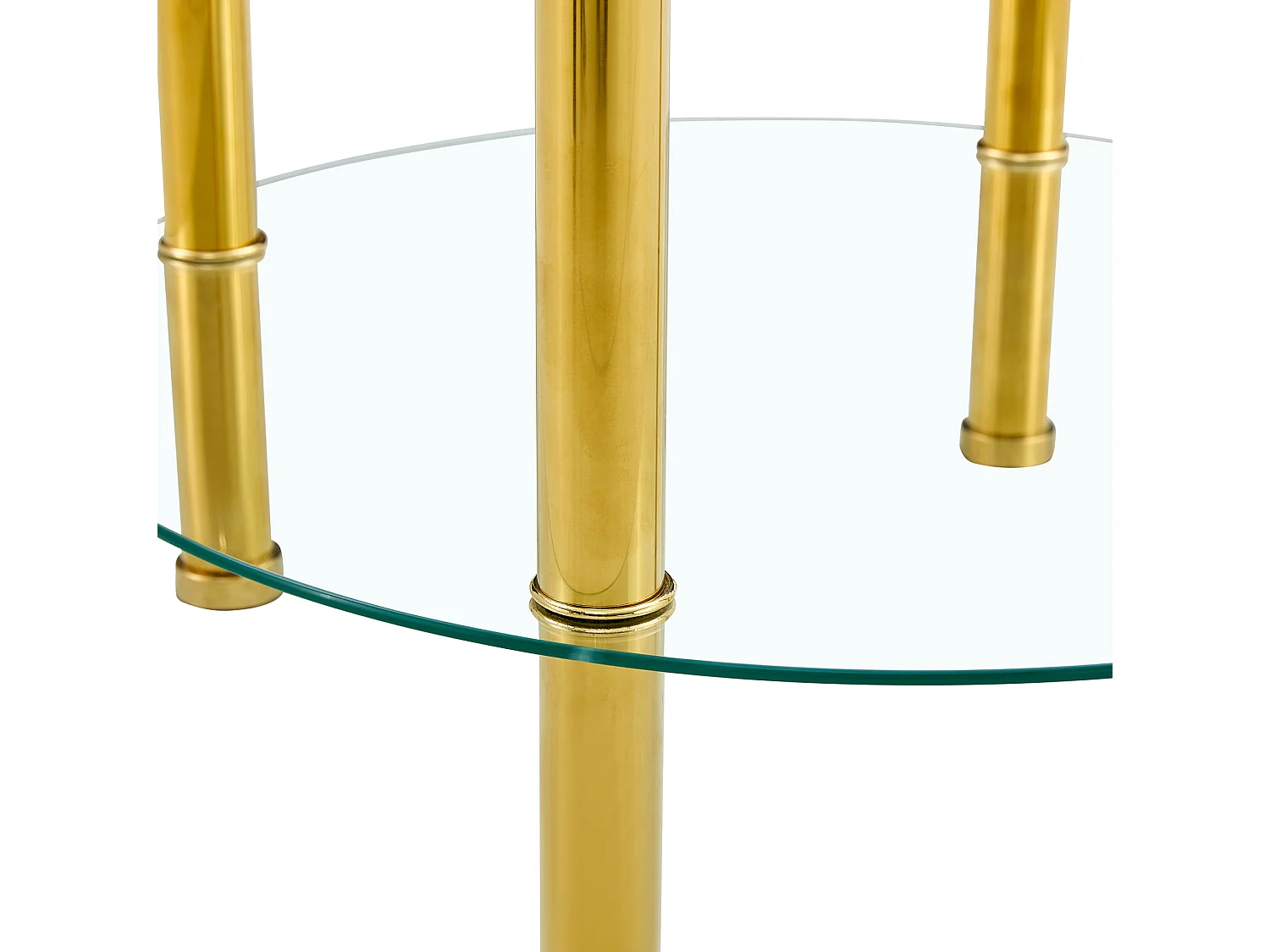 Table basse 70/42/70 cm avec double plateau en verre trempé et pieds métalliques dorés Transparent doré