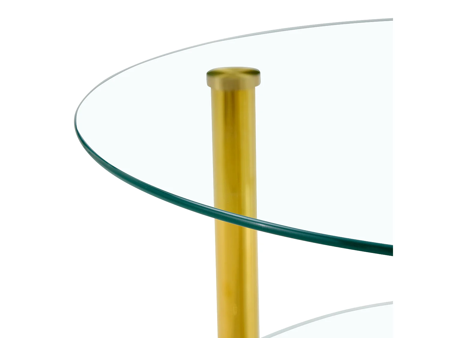 Table basse 70/42/70 cm avec double plateau en verre trempé et pieds métalliques dorés Transparent doré
