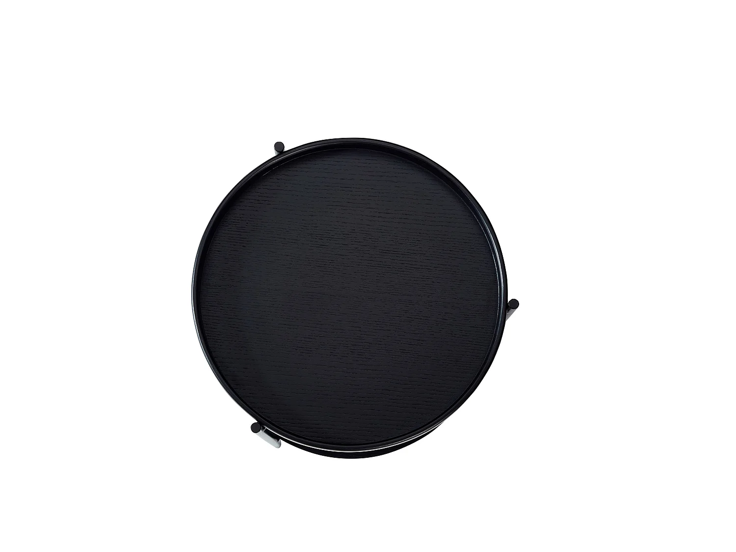 Table basse ronde 69/38 cm avec plateau 2 niveaux Bois massif, MDF et métal noir