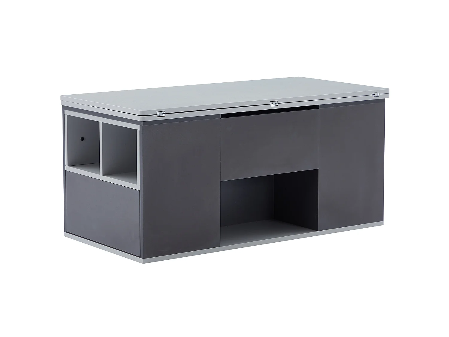 Table basse relevable 100/51/47 cm avec plateau relevable et rangement Gris panneau de particules