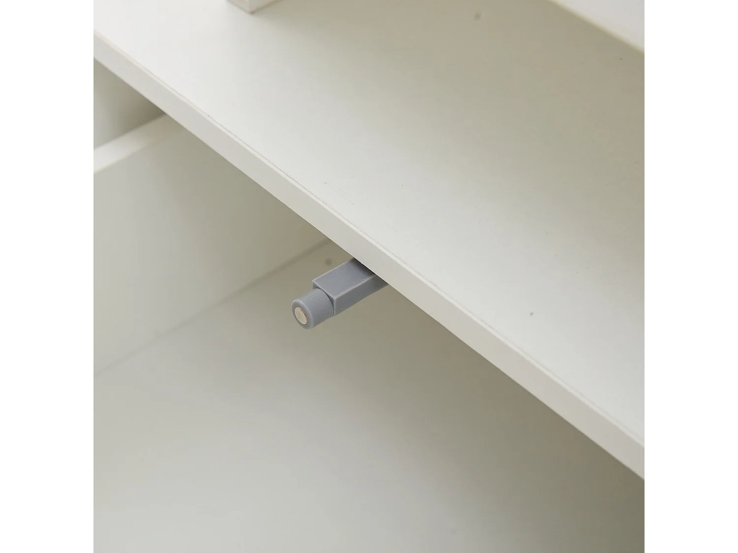 Tavolino da salotto in pannelli di particelle bianco, 100 x 50 x 35 cm, con LED e 2 cassetti