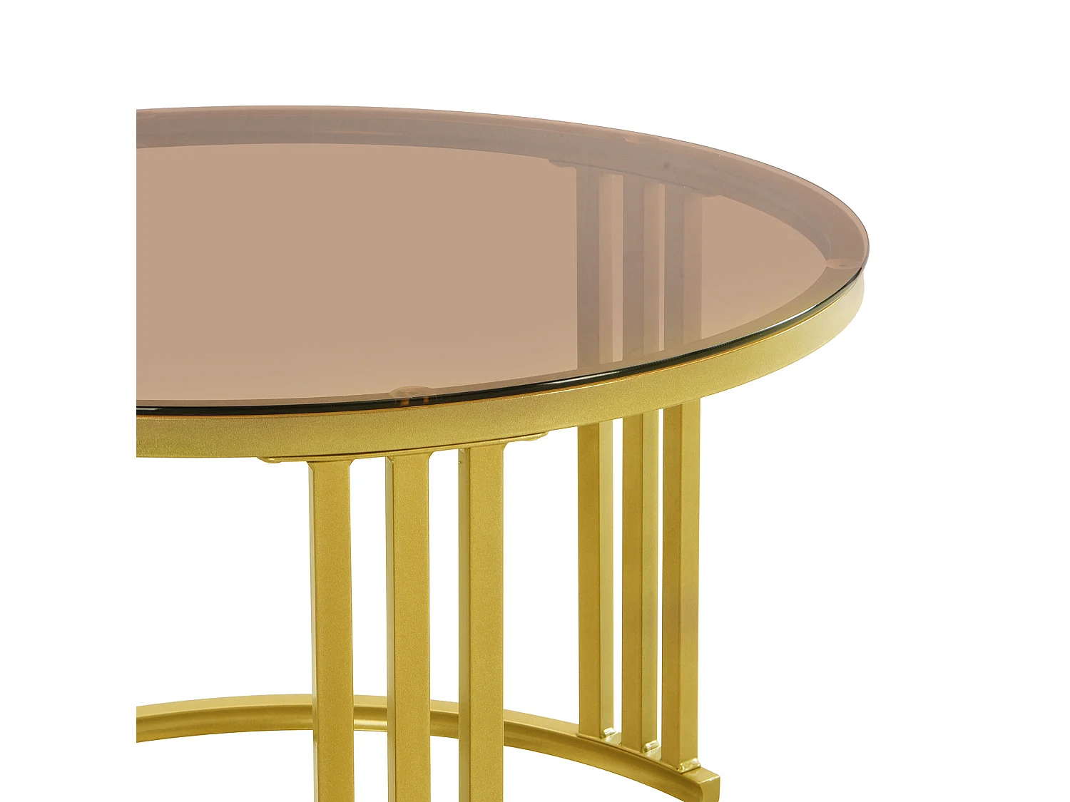 Table basse gigogne ronde 70/70/45 et 50/50/40 cm avec 2 tiroirs MDF et verre blanc