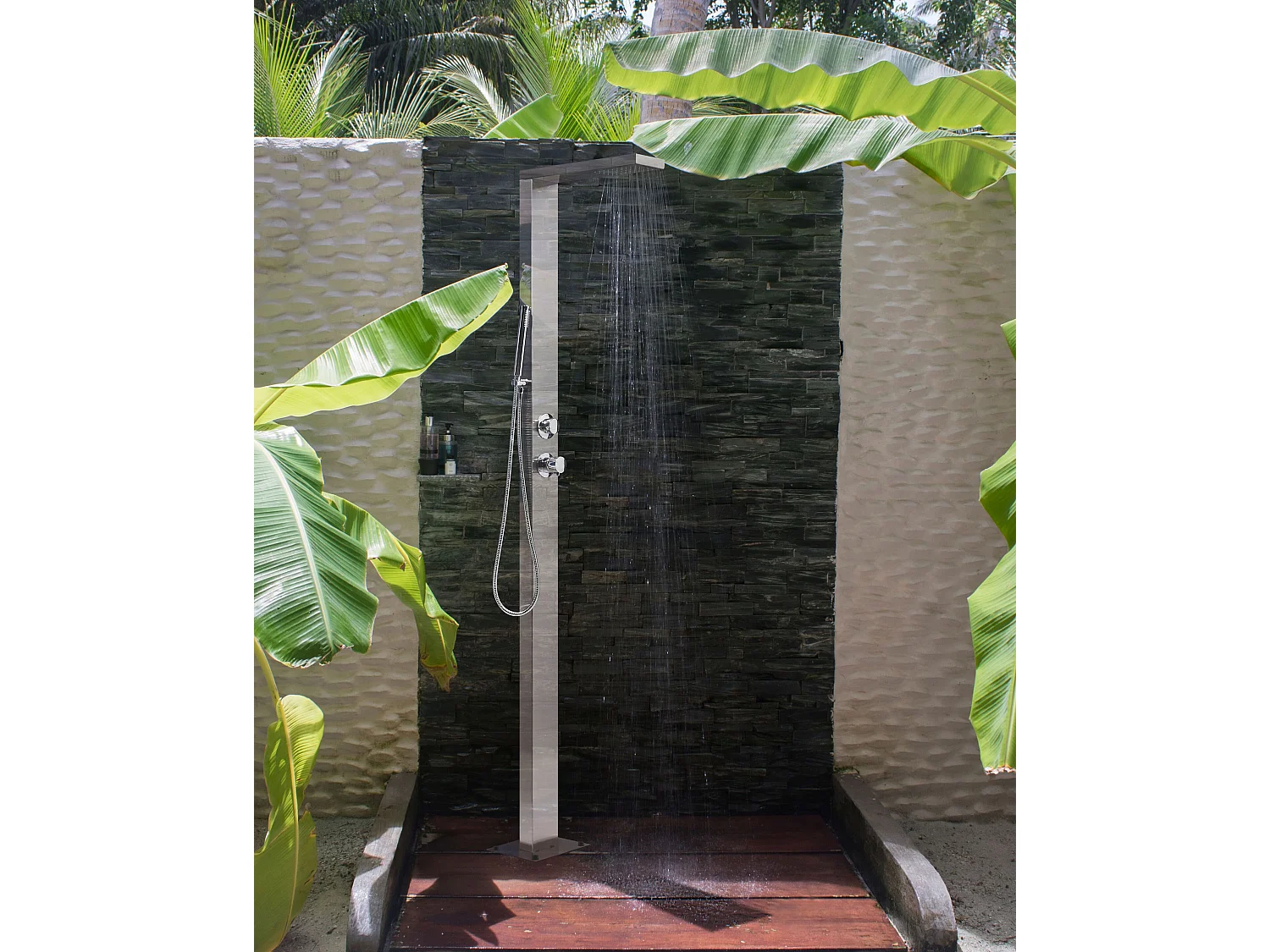 Freistehende Gartendusche LOTZORAI Silber