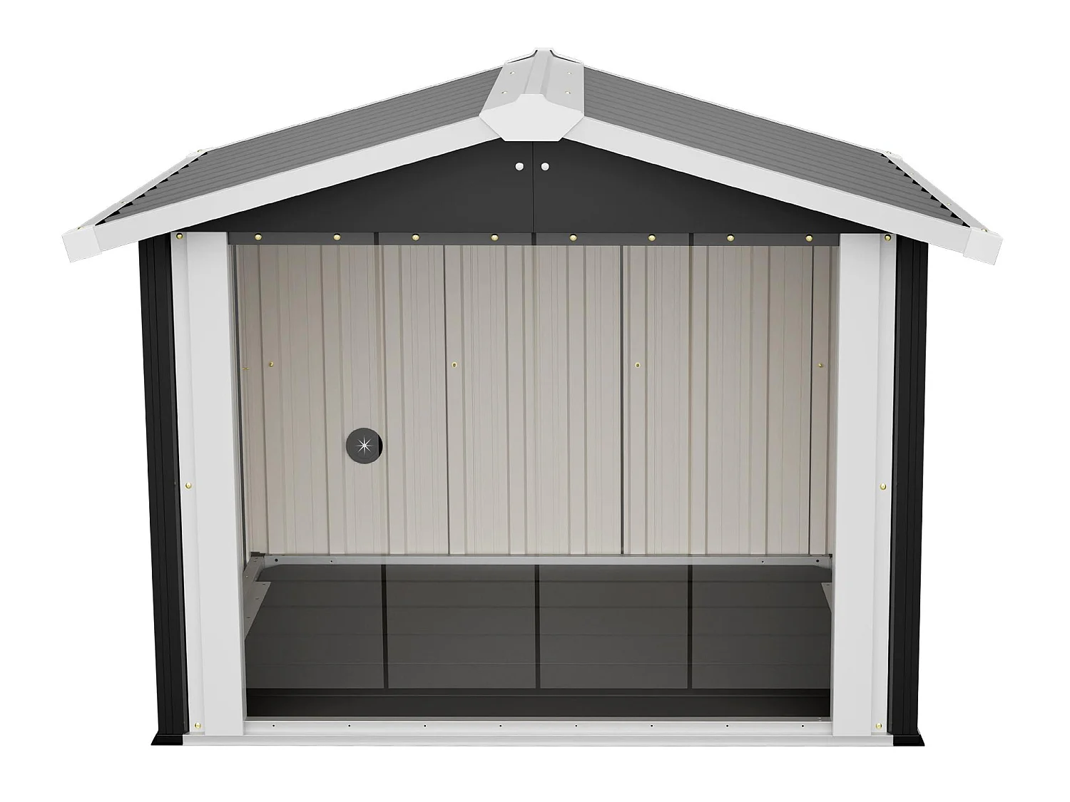 Niche Douillette Chien & Chat d'Extérieur - Abri Imperméable Anti-UV avec Toit Incliné - Maisonnette de Jardin Grise, 15,8kg