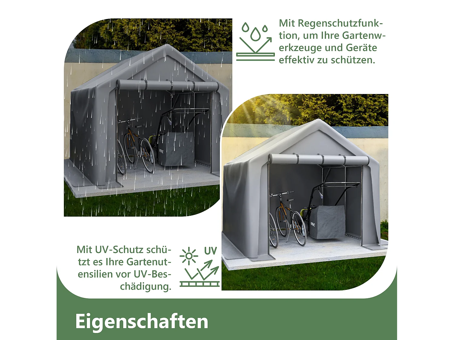 Abri de jardin en acier galvanisé, pour vélo - Tente de garage mobile avec bâche étanche PE - Plusieurs tailles - Anthracite