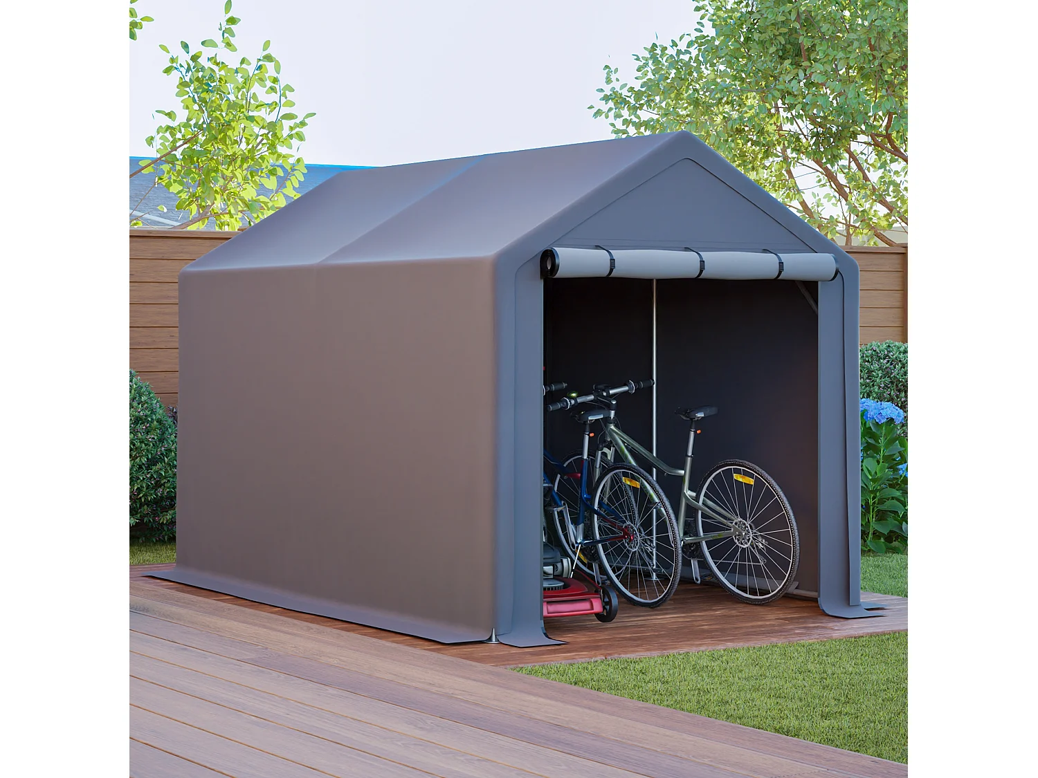 Abri de jardin en acier galvanisé, pour vélo - Tente de garage mobile avec bâche étanche PE - Plusieurs tailles - Anthracite