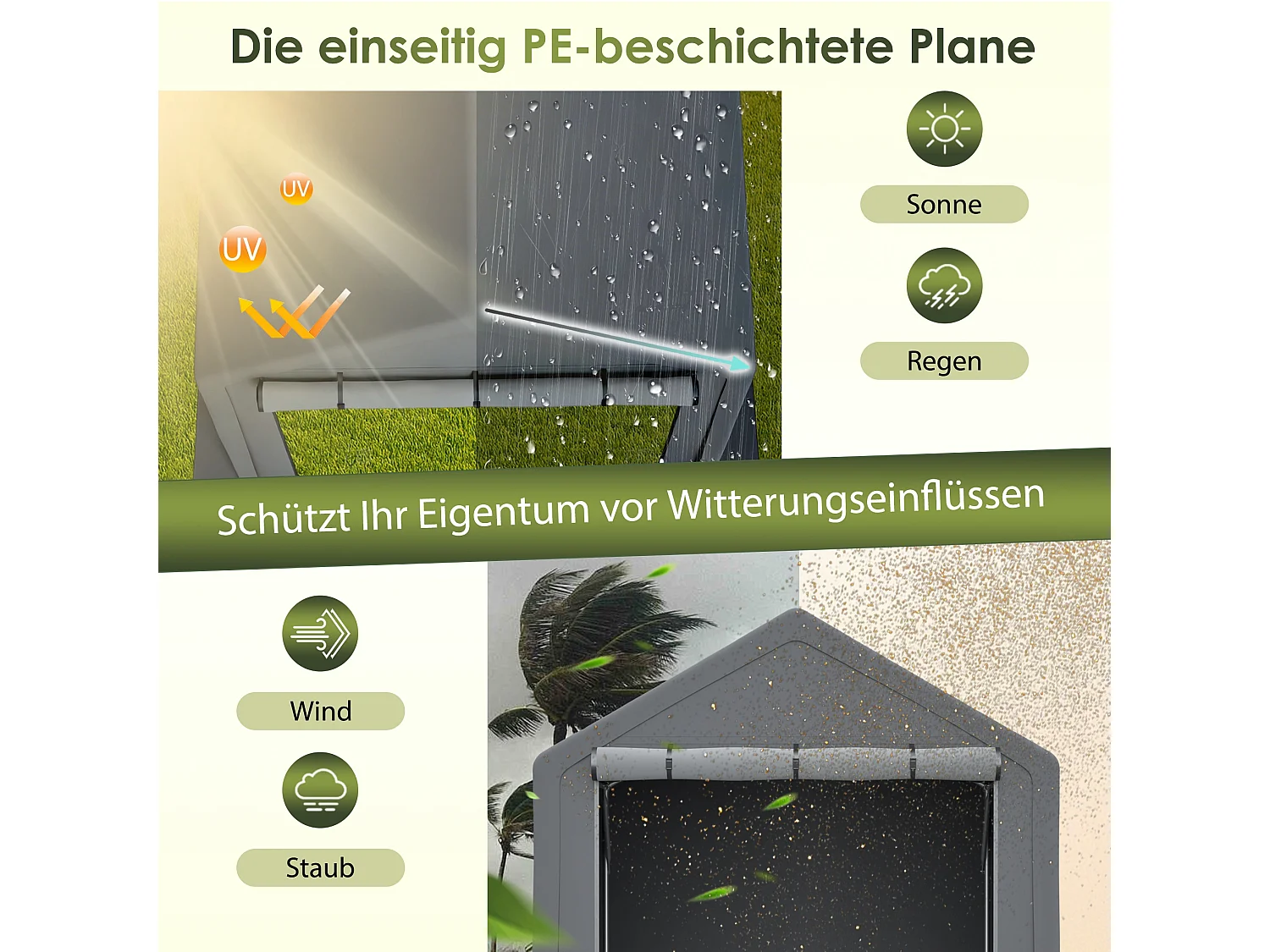 Abri de jardin en acier galvanisé, pour vélo - Tente de garage mobile avec bâche étanche PE - Plusieurs tailles - Anthracite