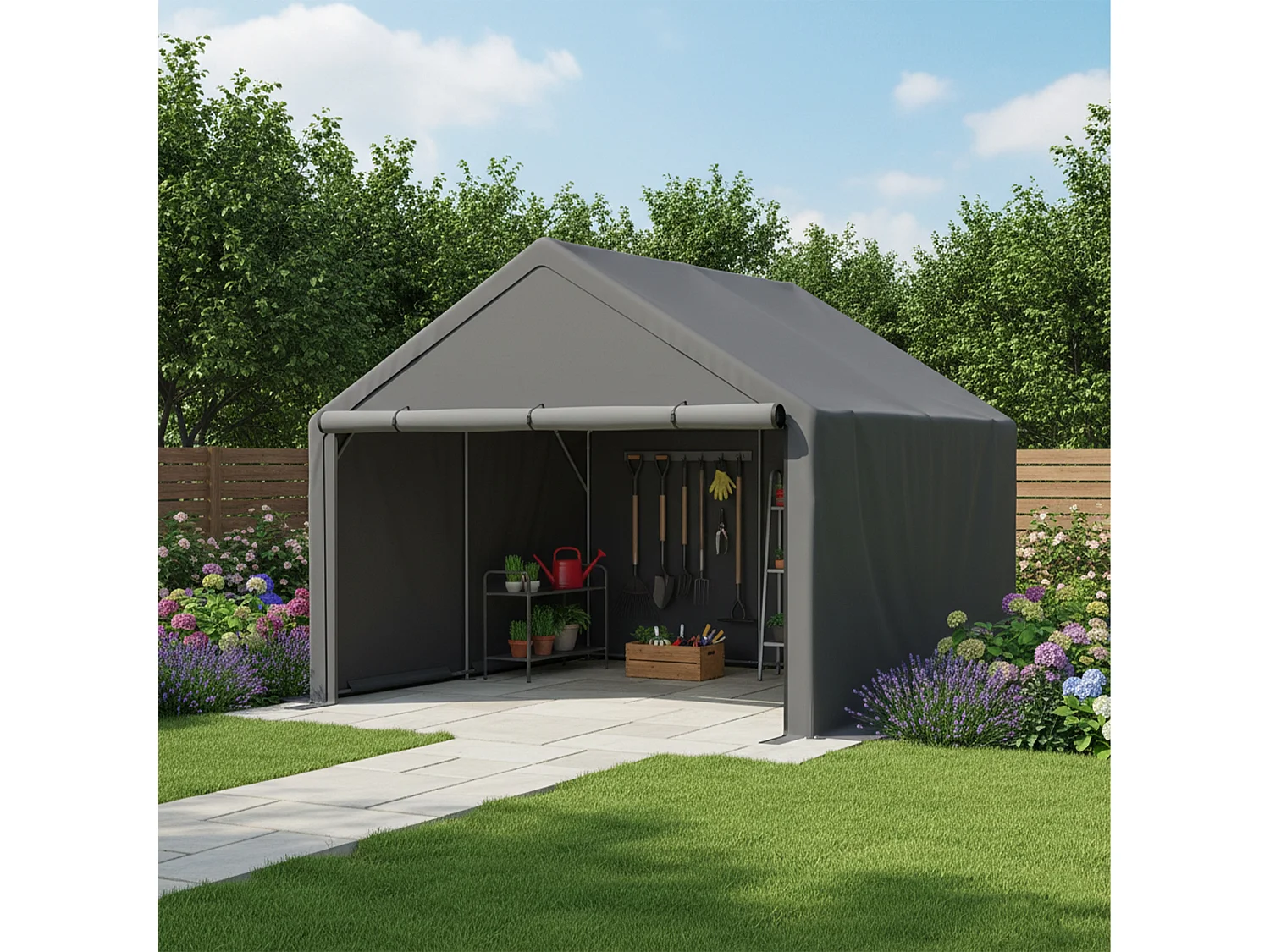 Abri de jardin en acier galvanisé, pour vélo - Tente de garage mobile avec bâche étanche PE - Plusieurs tailles - Anthracite