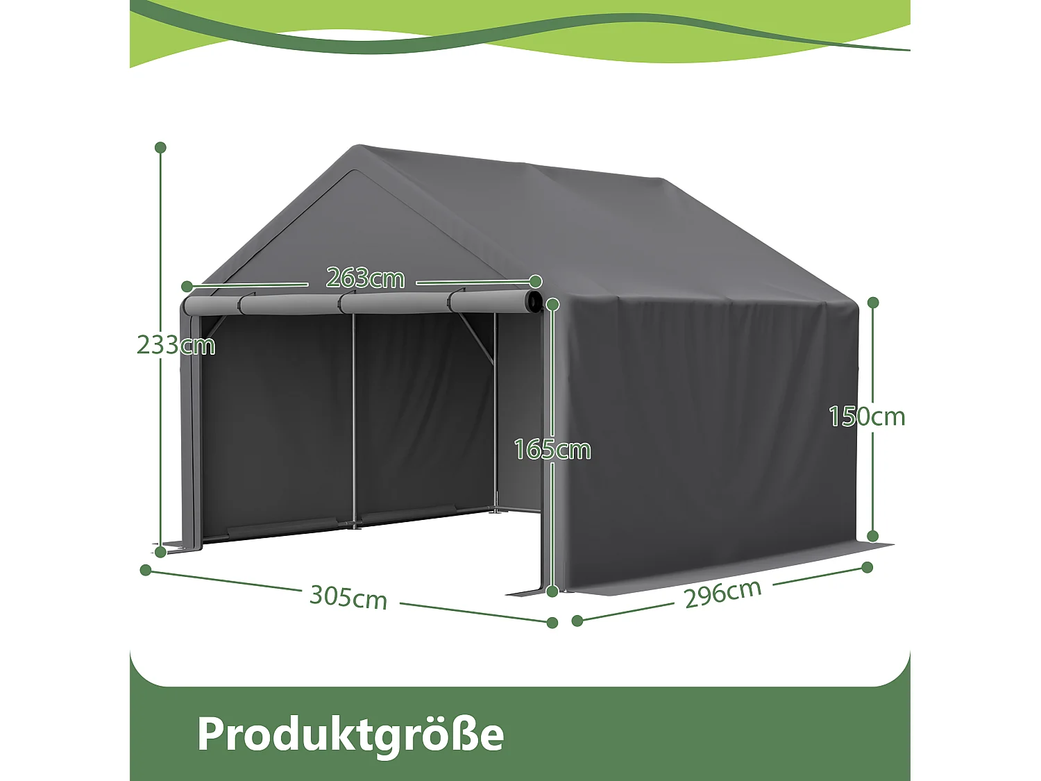 Abri de jardin en acier galvanisé, pour vélo - Tente de garage mobile avec bâche étanche PE - Plusieurs tailles - Anthracite