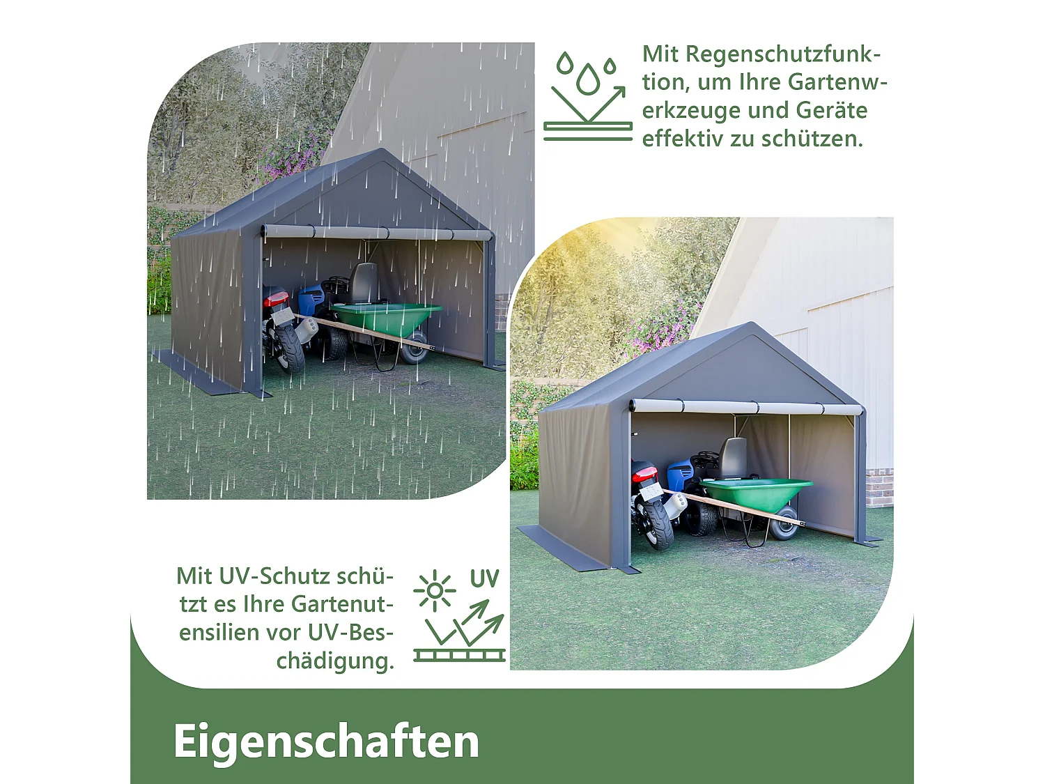 Abri de jardin en acier galvanisé, pour vélo - Tente de garage mobile avec bâche étanche PE - Plusieurs tailles - Anthracite