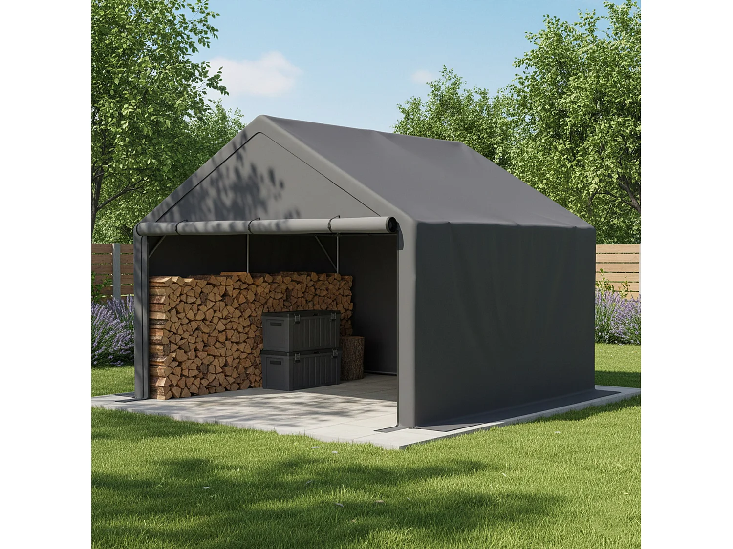Abri de jardin en acier galvanisé, pour vélo - Tente de garage mobile avec bâche étanche PE - Plusieurs tailles - Anthracite