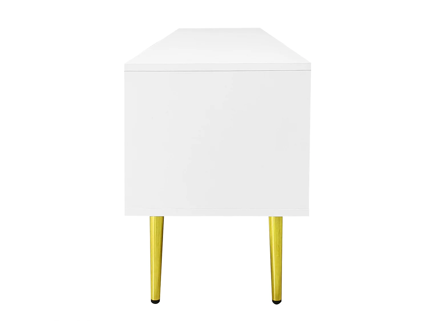 Meuble TV 170/35/50 cm avec portes à rainures, portes en verre cintré, passe-câbles Panneau de particules blanc