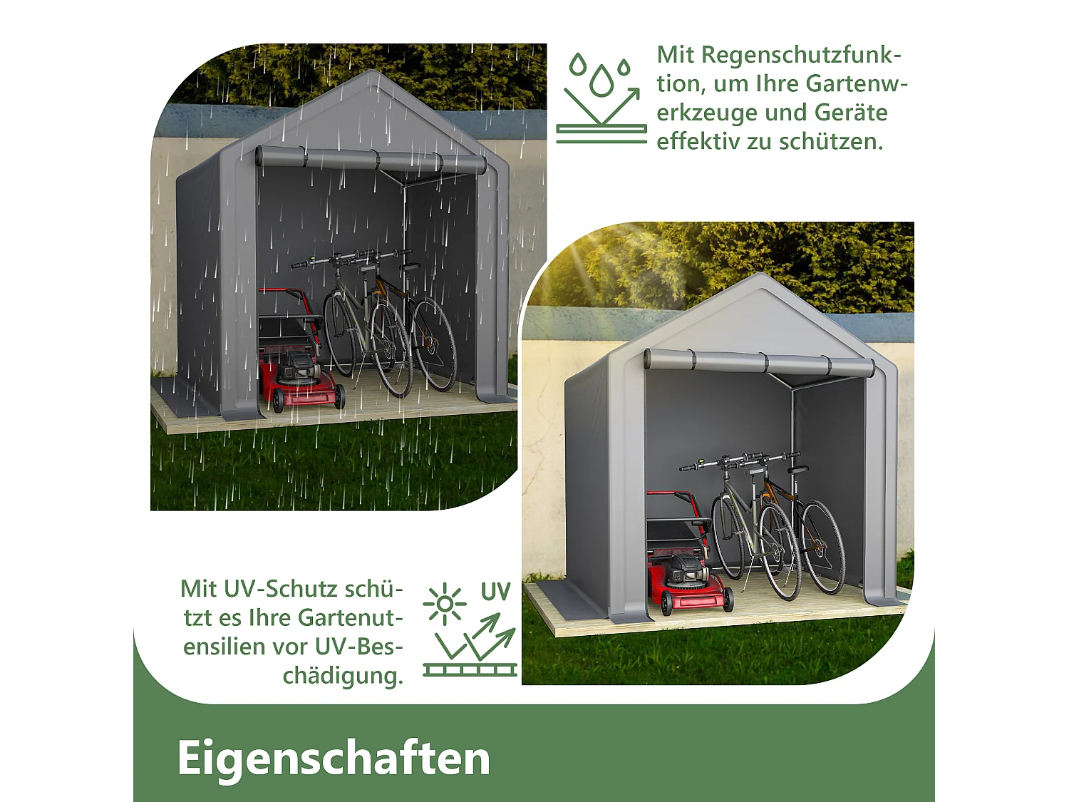 Abri de jardin en acier galvanisé, pour vélo - Tente de garage mobile avec bâche étanche PE - Plusieurs tailles - Anthracite
