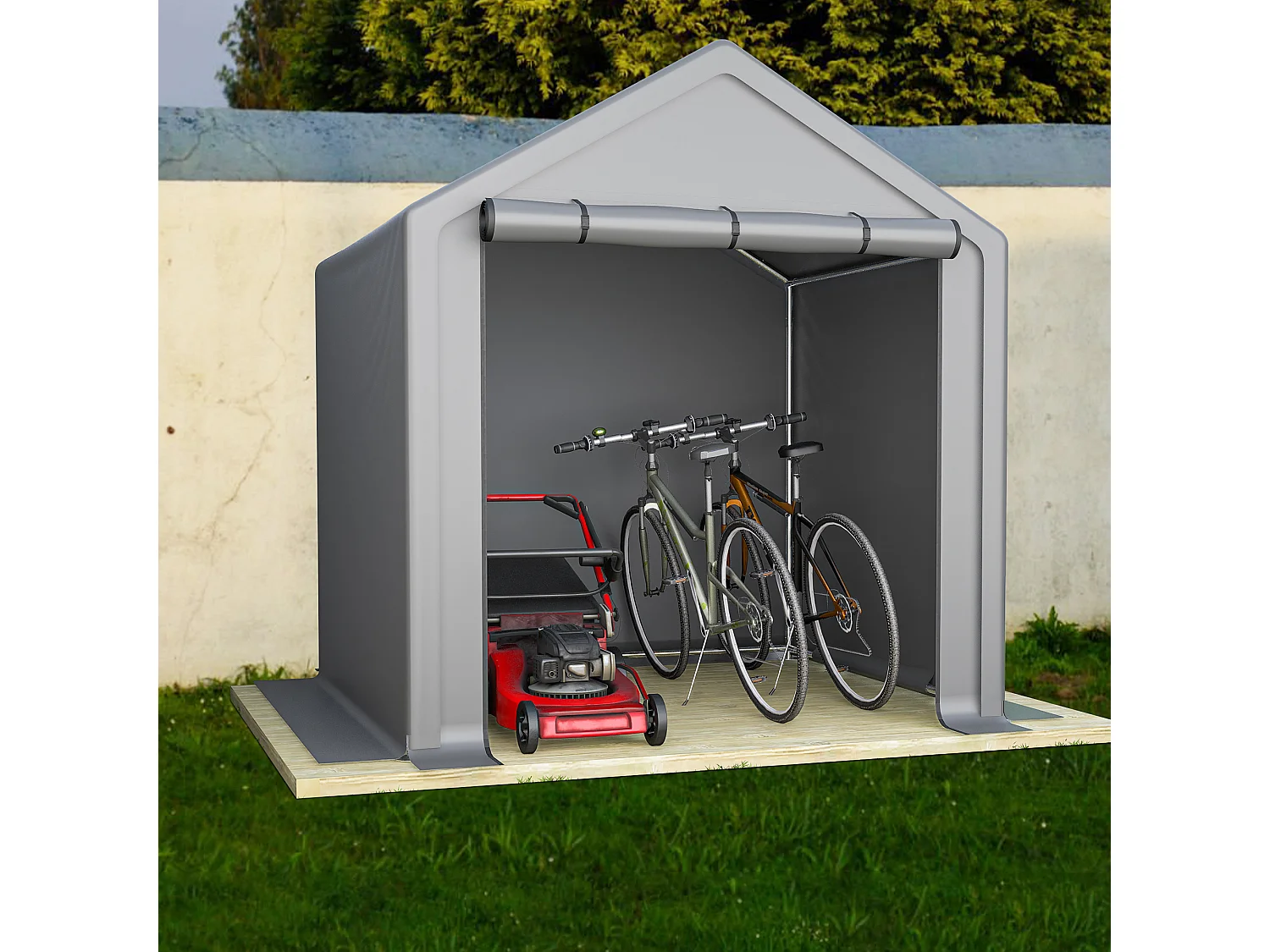 Abri de jardin en acier galvanisé, pour vélo - Tente de garage mobile avec bâche étanche PE - Plusieurs tailles - Anthracite