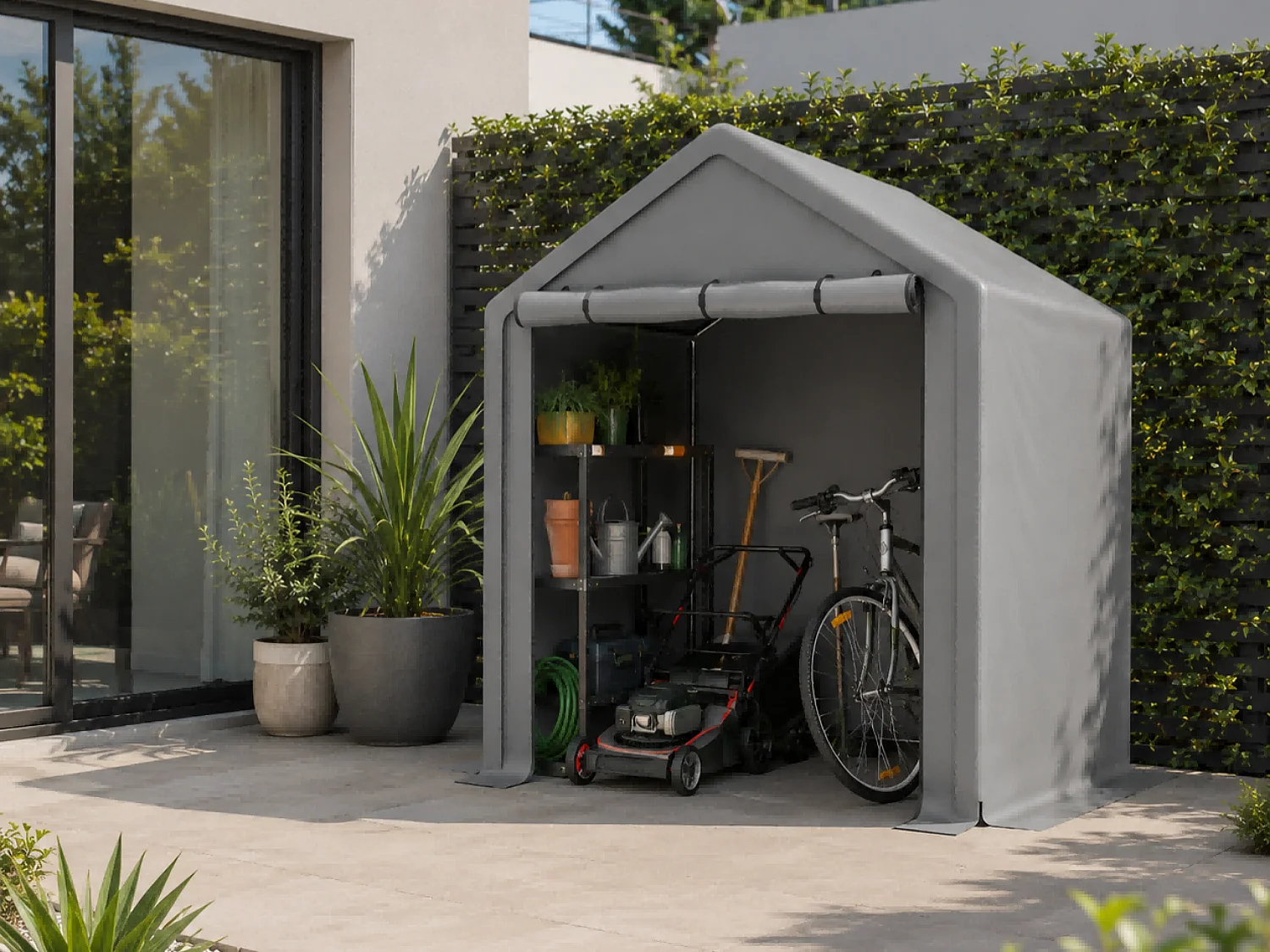 Abri de jardin en acier galvanisé, pour vélo - Tente de garage mobile avec bâche étanche PE - Plusieurs tailles - Anthracite