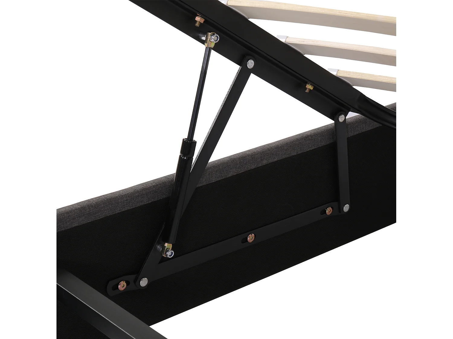 Lit Coffre 140x190 à LED, Lit Hydraulique avec Étagères Ouvertes et Rangement Caché en Tête de Lit Capitonné, lit 2 Personnes,Lin,Gris