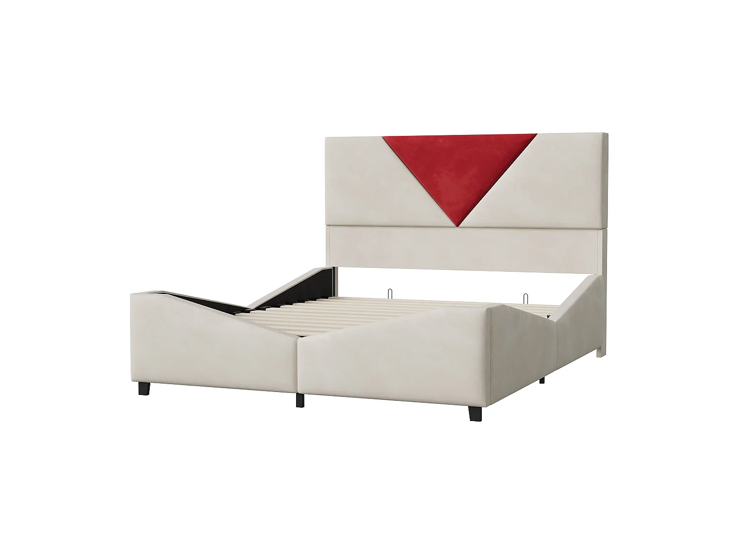 Lit 140X190, Lits Double avec LED,Lit avec Rangement Hydraulique,pour Adultes et Adolescents,Beige,Flanelle