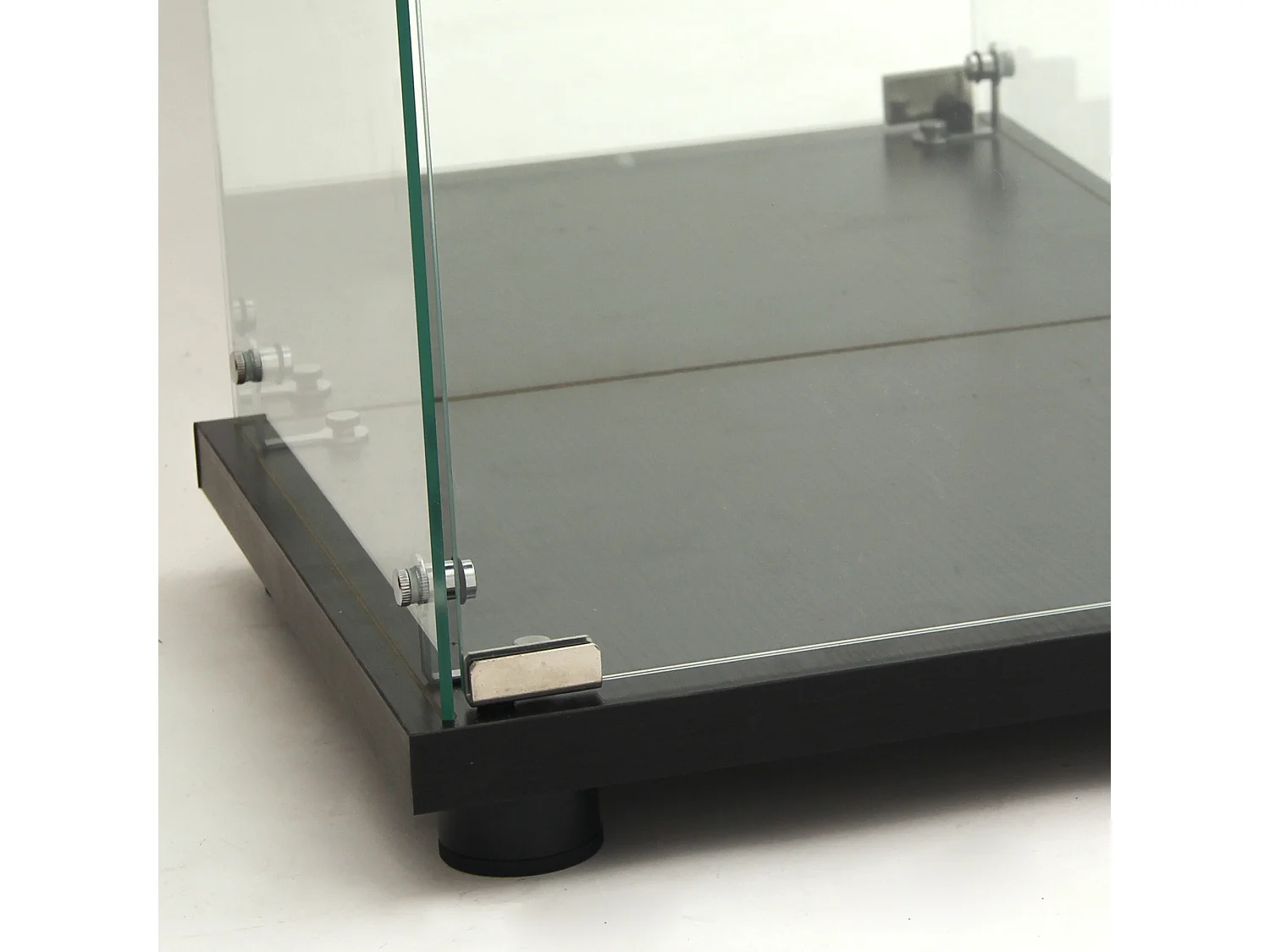 Vitrine D’exposition Une Porte Fond Miroir,4 Étagères Verre Trempé + Éclairage LED, Couleur Noire, Rangement Collection Salon/Chambre,42,5×36,5×164cm